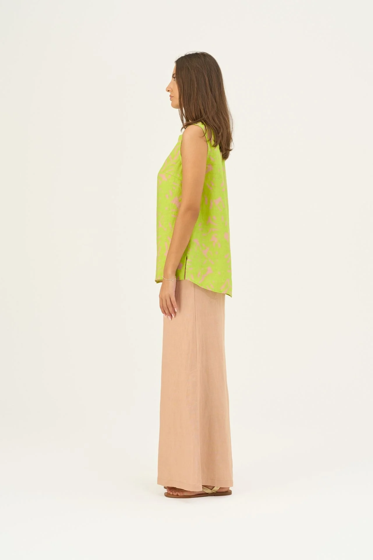 Kiwi Monstera Linen Audrey Top - Image 3