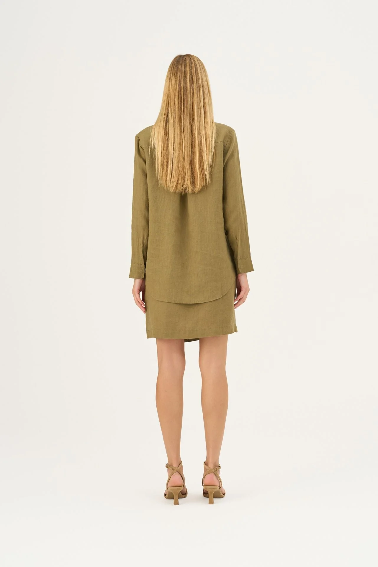Olive Khaki Linen Azalea Shirt - Image 6