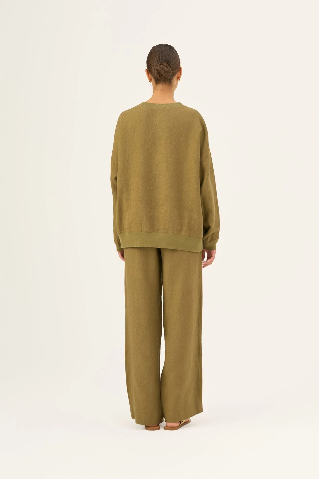 Olive Khaki Linen Dahlia Jumper - Image 4