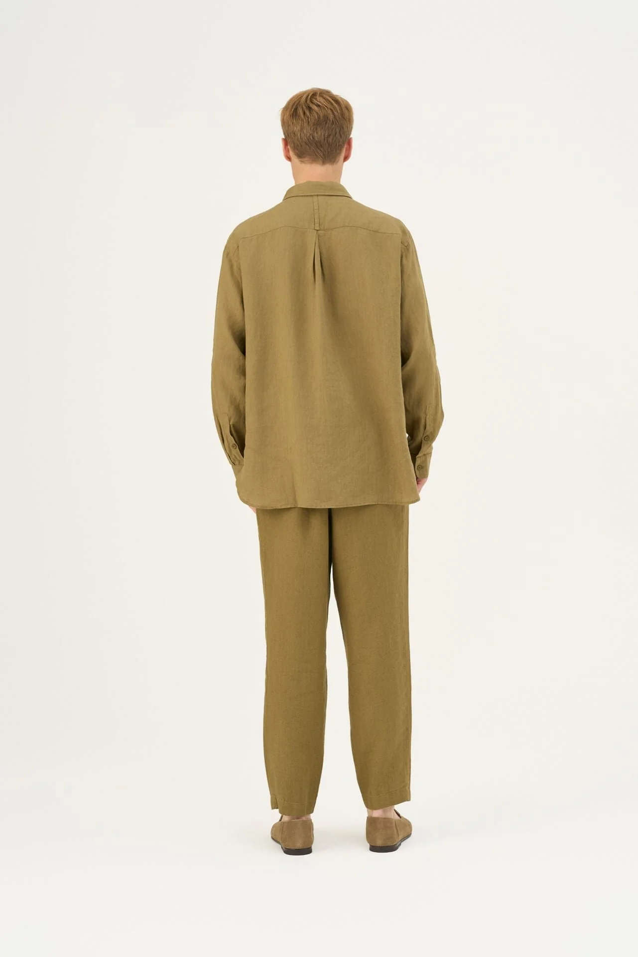 Olive Khaki Linen Larch Shirt - Image 4