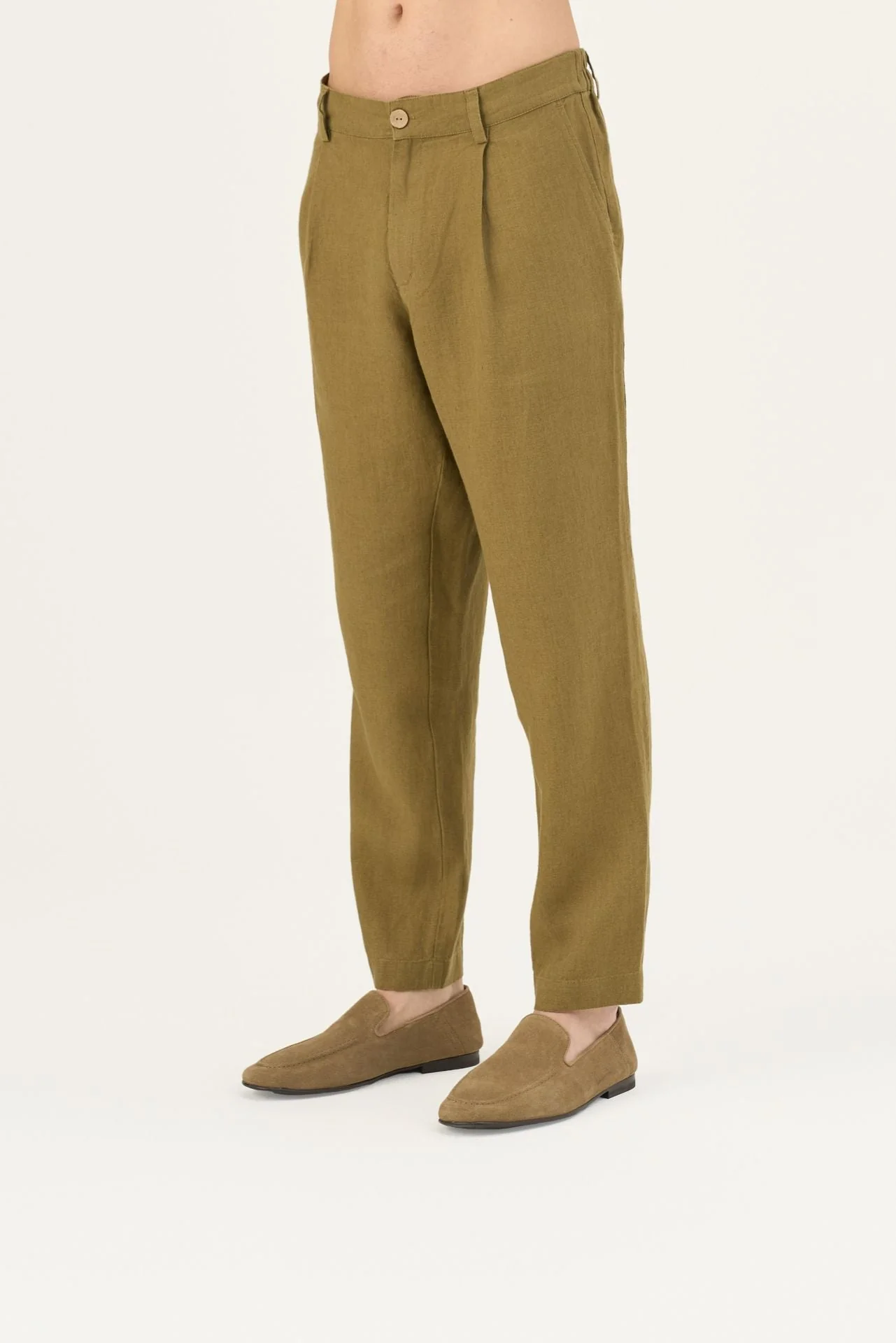 Olive Khaki Linen Magnus Trousers - Image 4