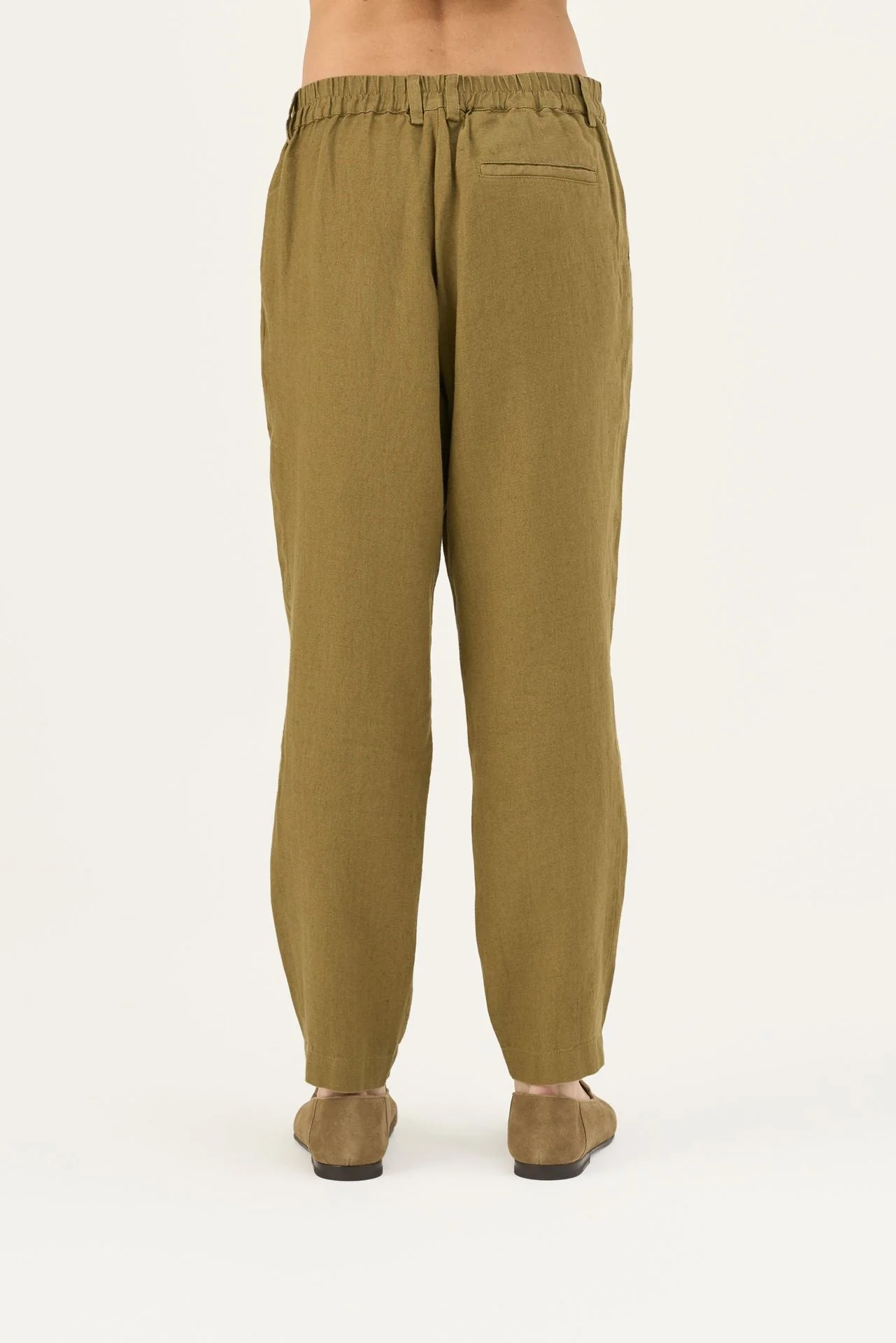 Olive Khaki Linen Magnus Trousers - Image 6