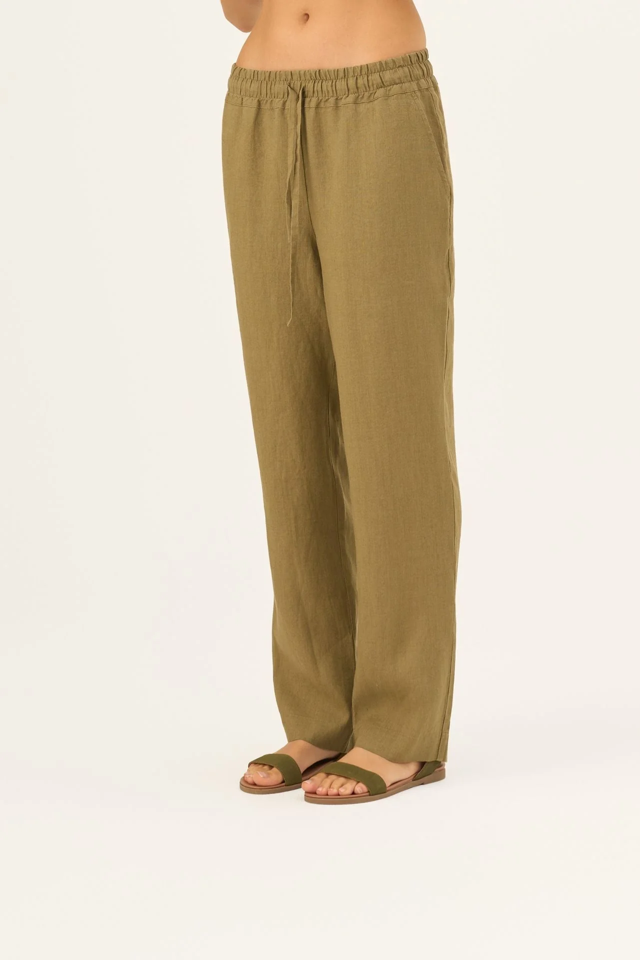 Olive Khaki Linen Octave Trousers - Image 4