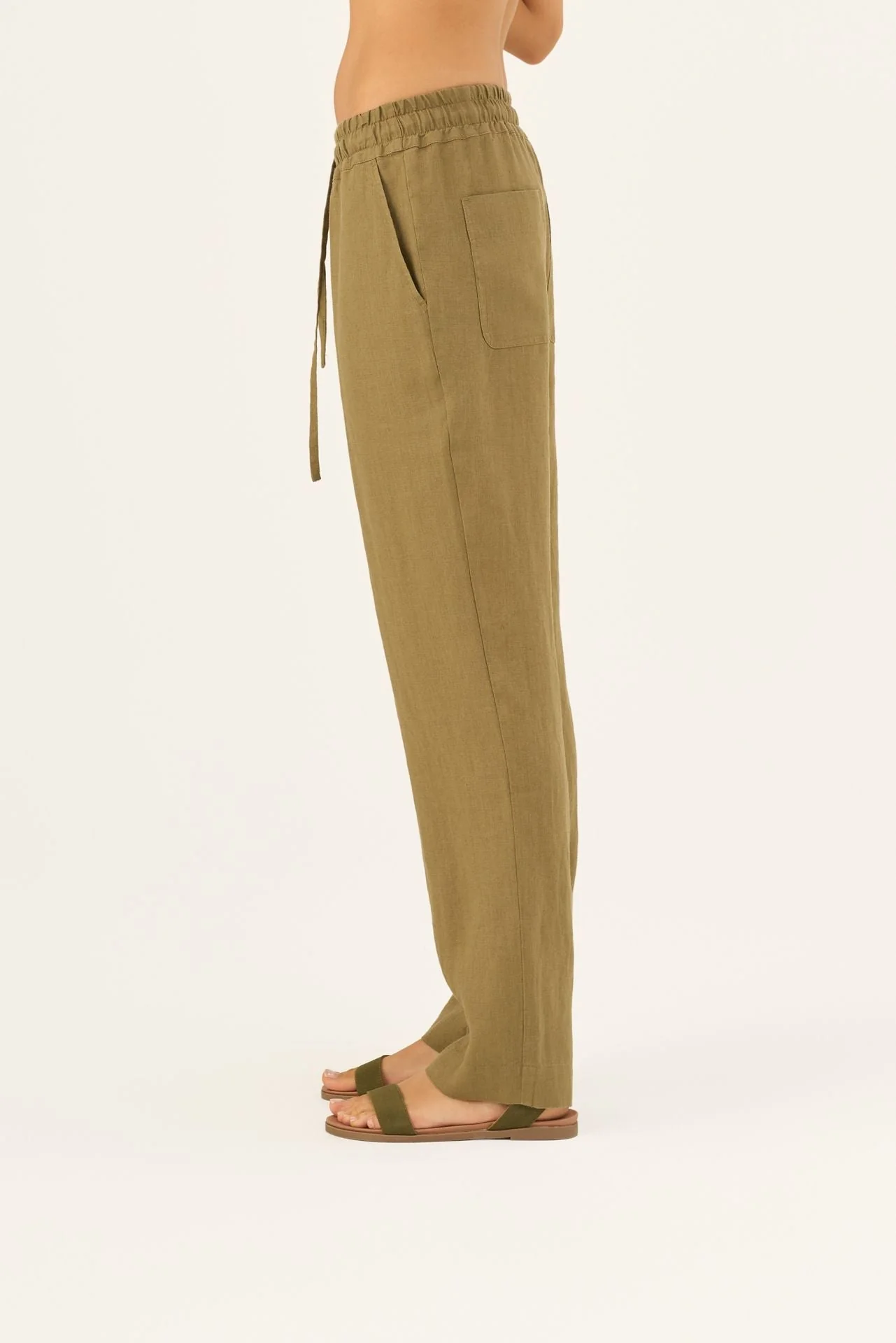 Olive Khaki Linen Octave Trousers - Image 5