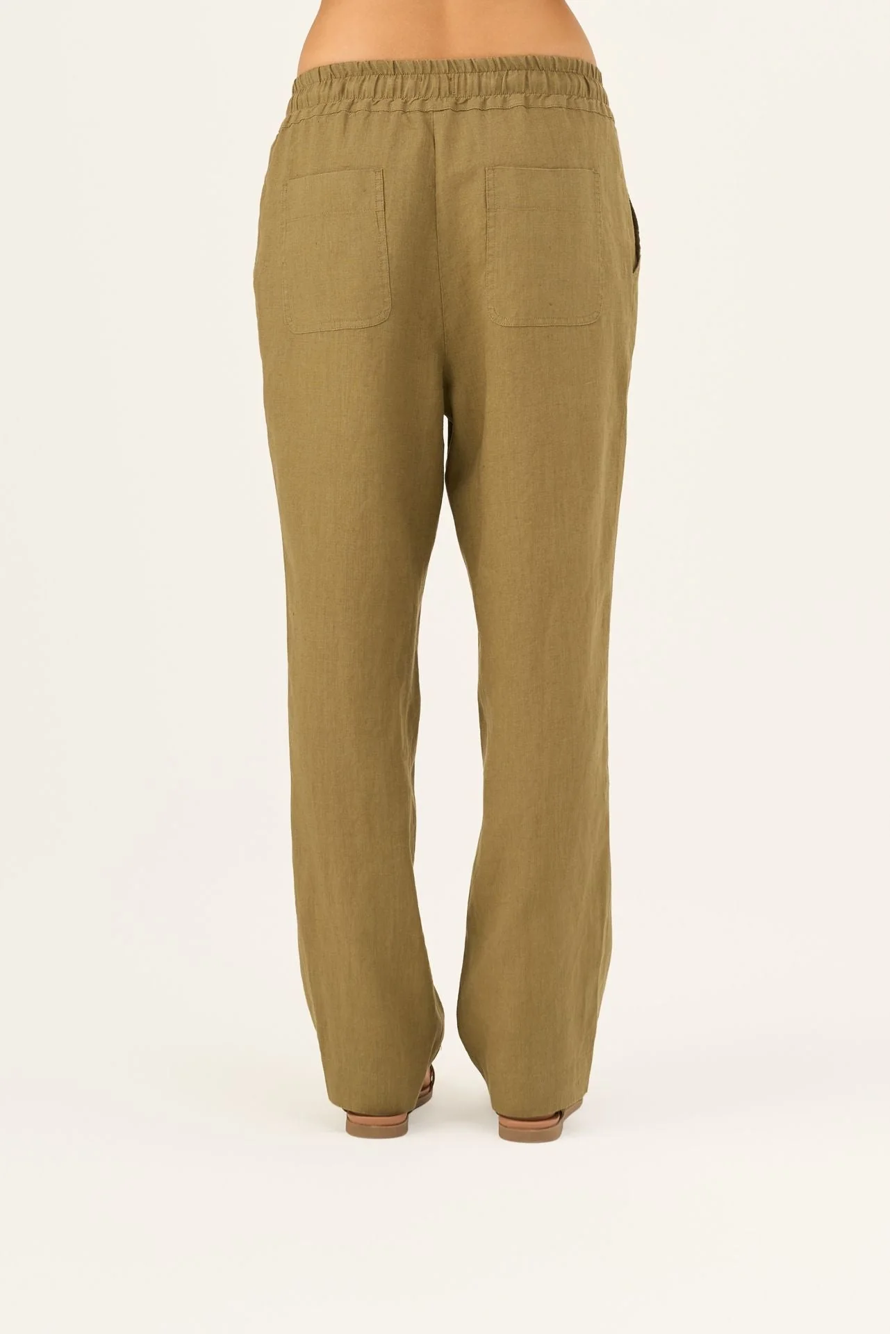 Olive Khaki Linen Octave Trousers - Image 6