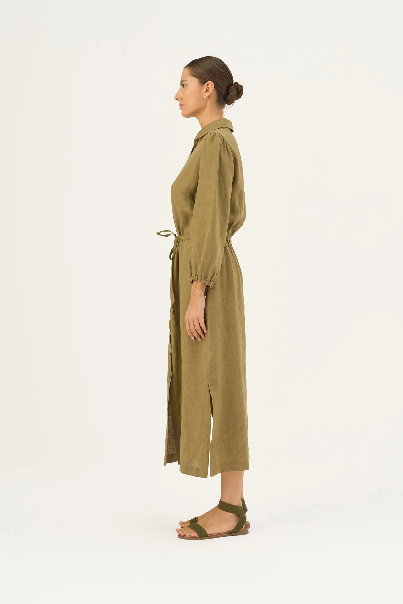 Olive Khaki Linen Rhapsody Dress - Image 6