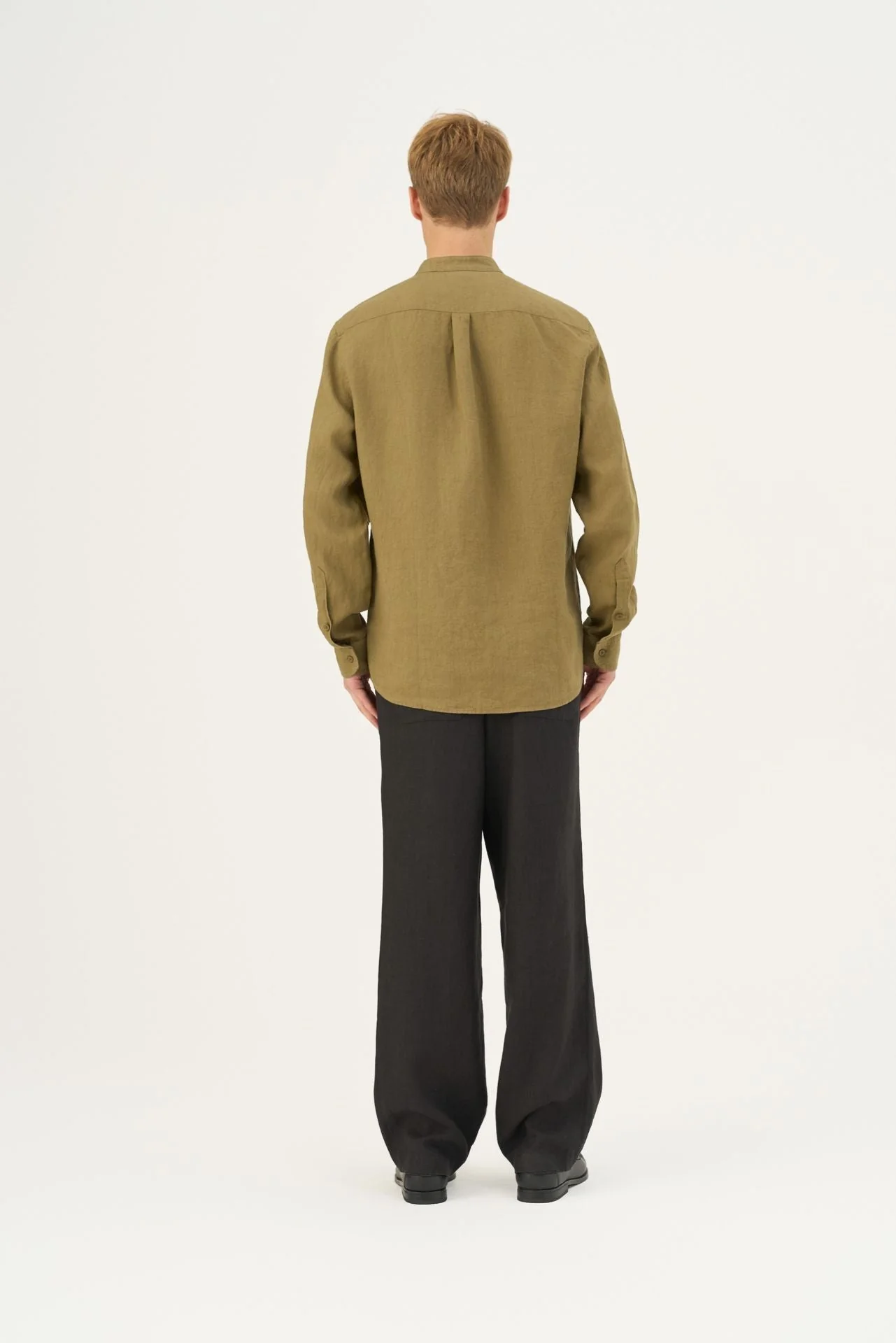 Olive Khaki Linen Snapdragon Shirt - Image 4