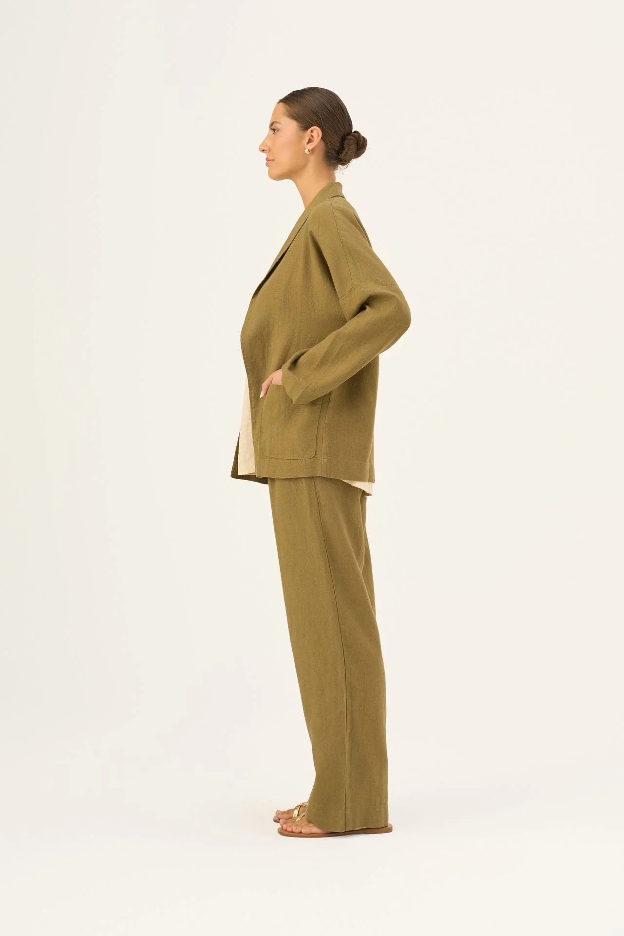 Olive Khaki Linen Sonata Jacket - Image 3