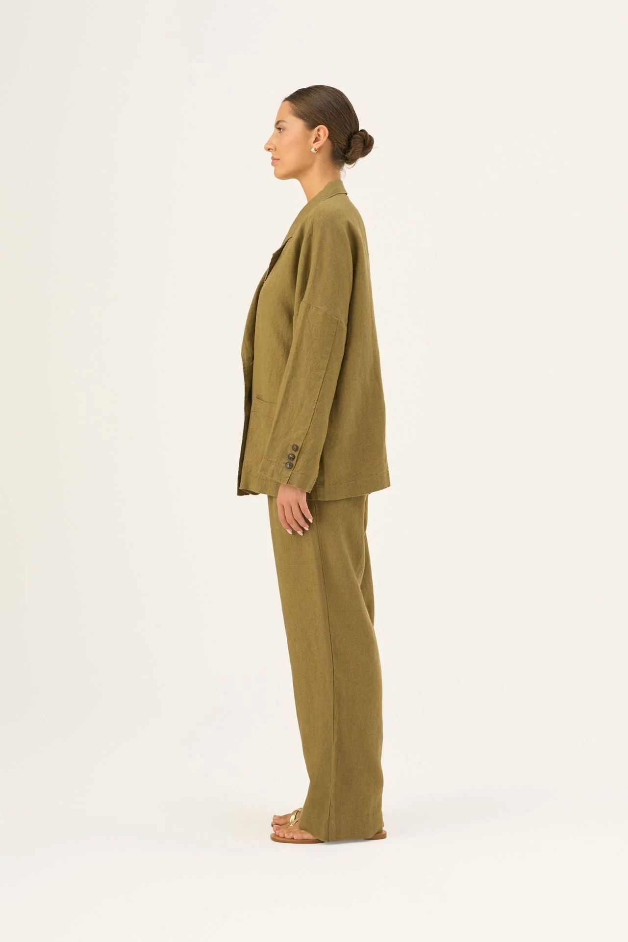 Olive Khaki Linen Ventus Jacket - Image 3
