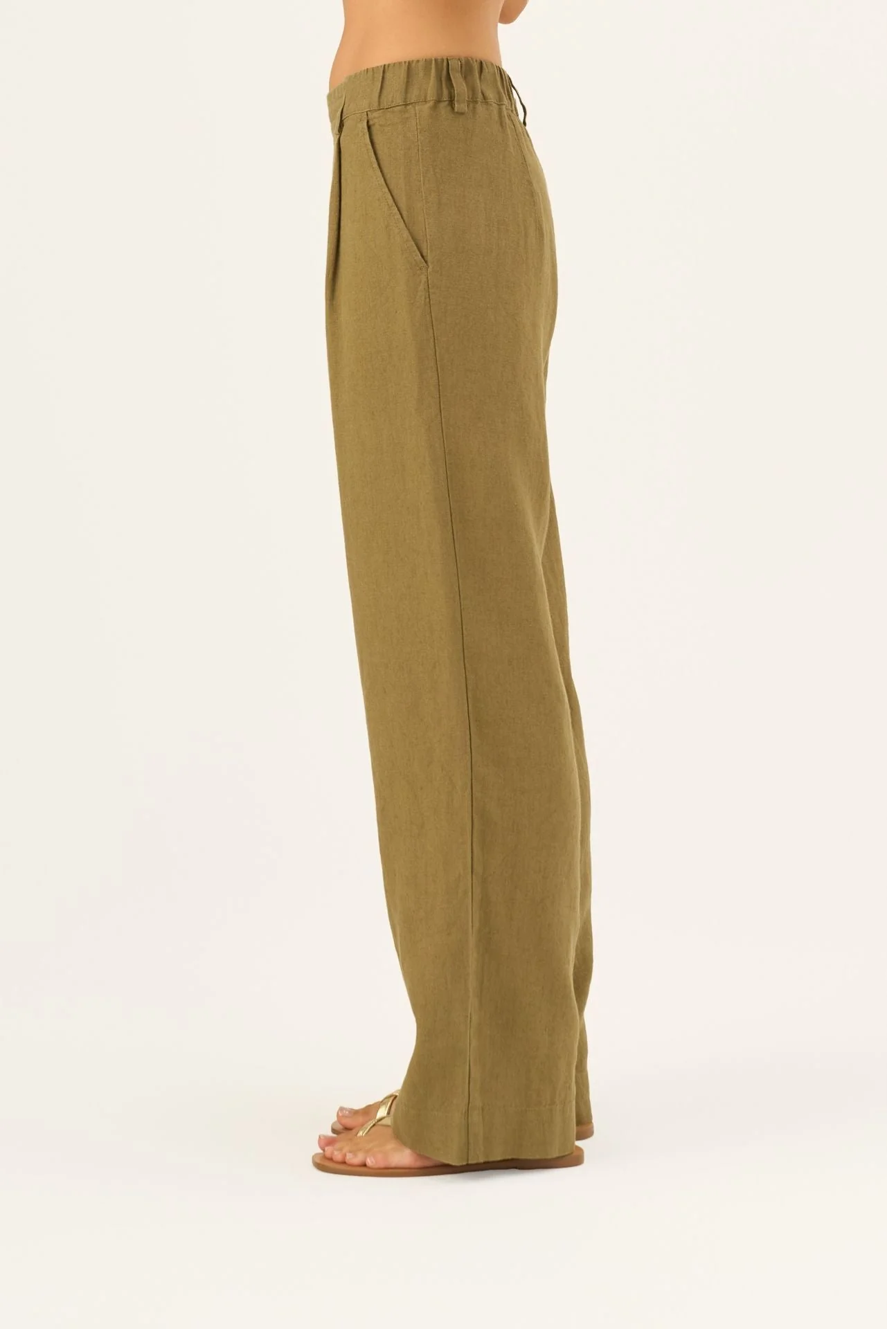 Olive Khaki Linen Willow Trousers - Image 6