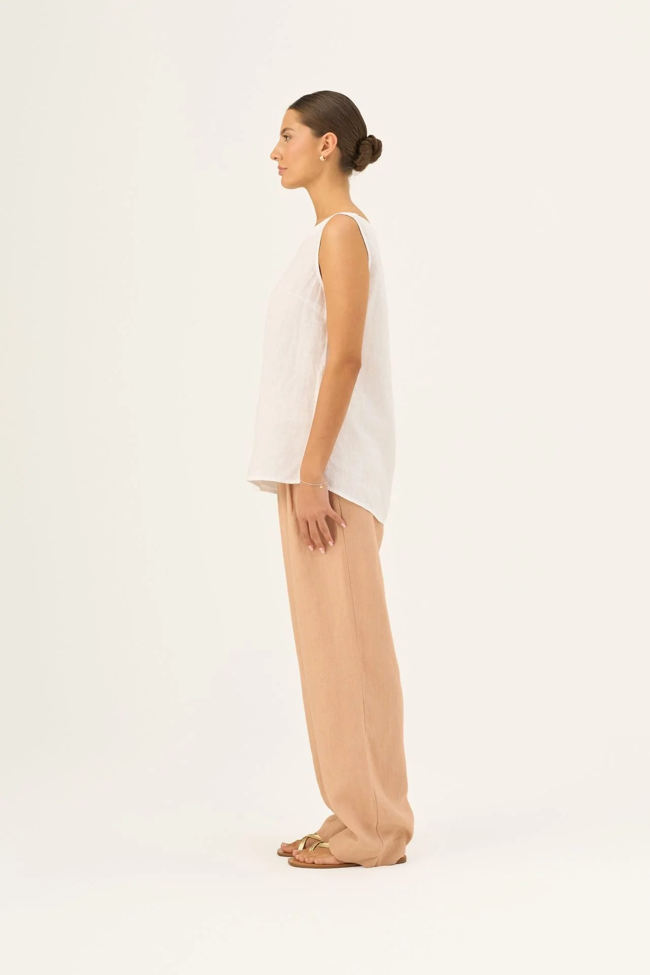Optical White Linen Audrey Top - Image 3