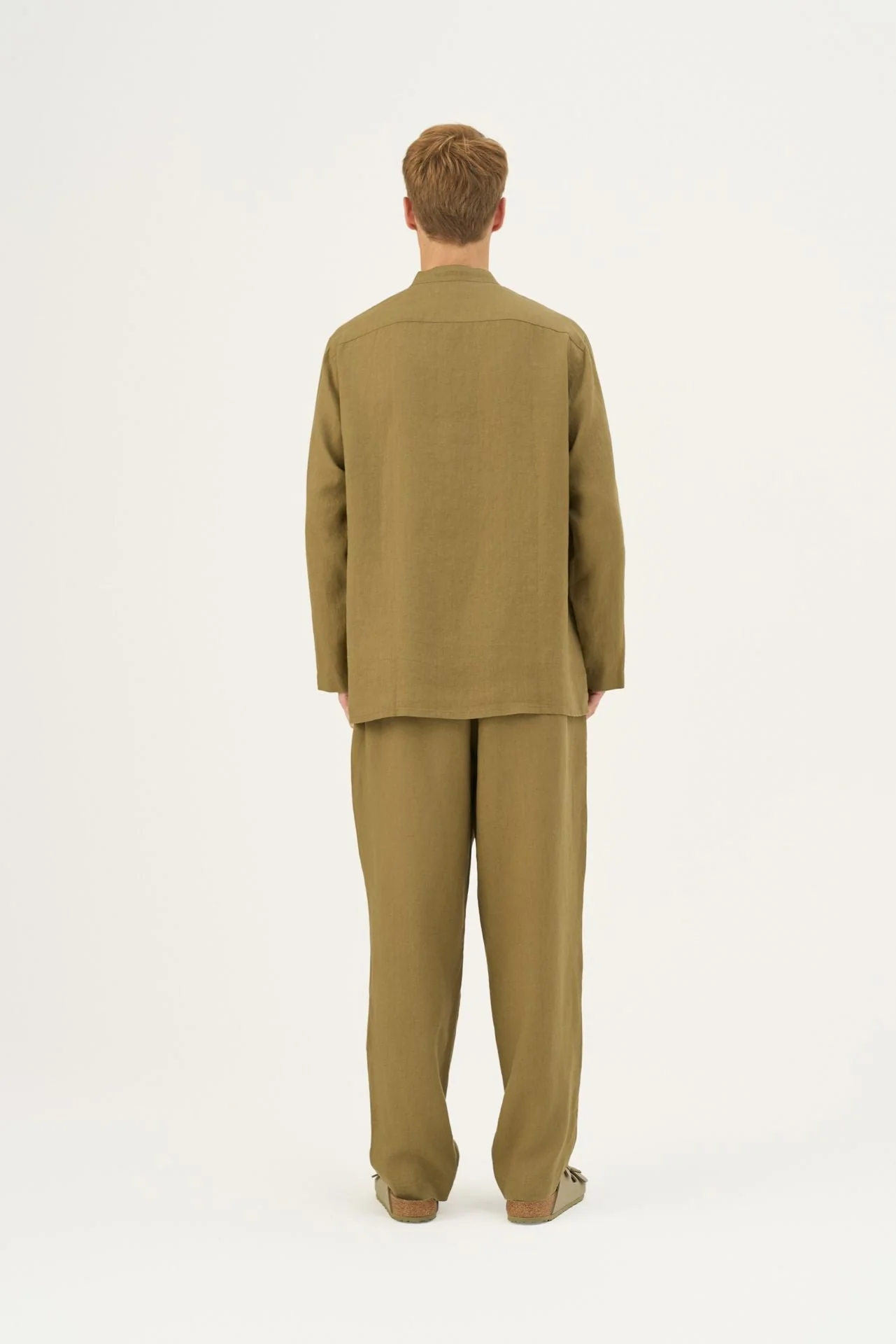 Olive Khaki Linen Currant Loungewear Set - Image 3