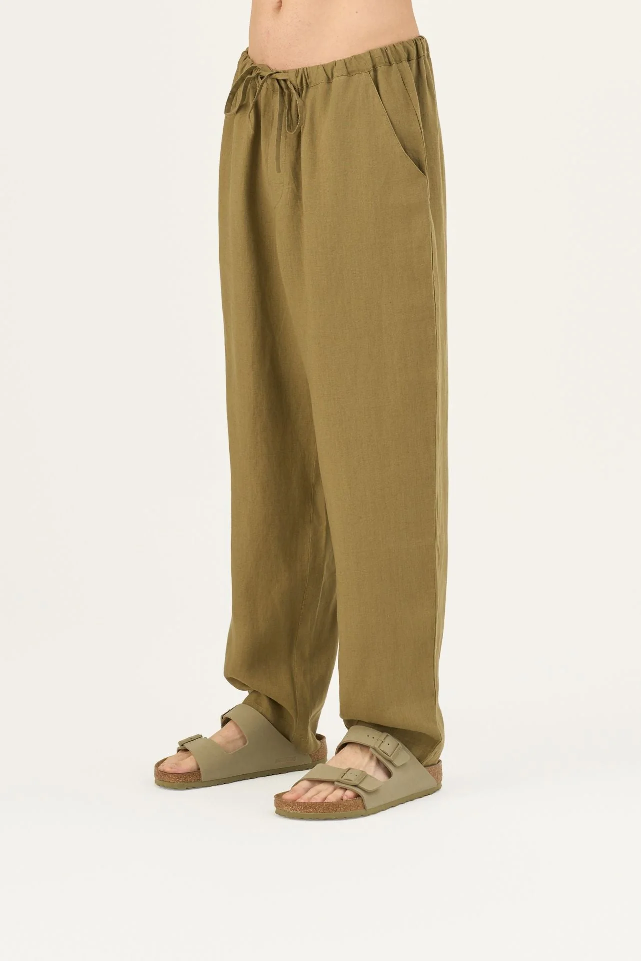 Olive Khaki Linen Currant Loungewear Set - Image 4