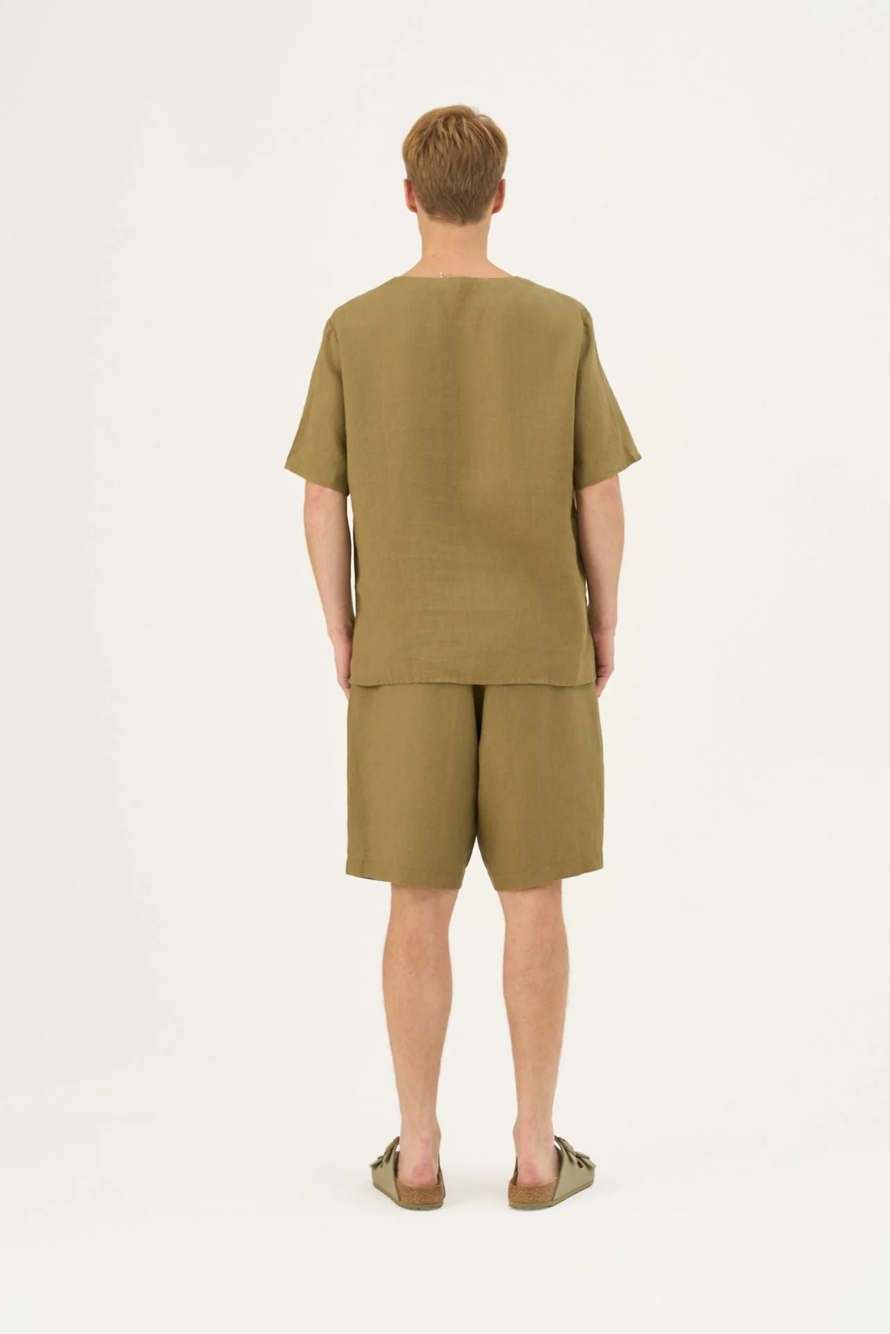 Olive Khaki Linen Fern Pyjama Set - Image 3