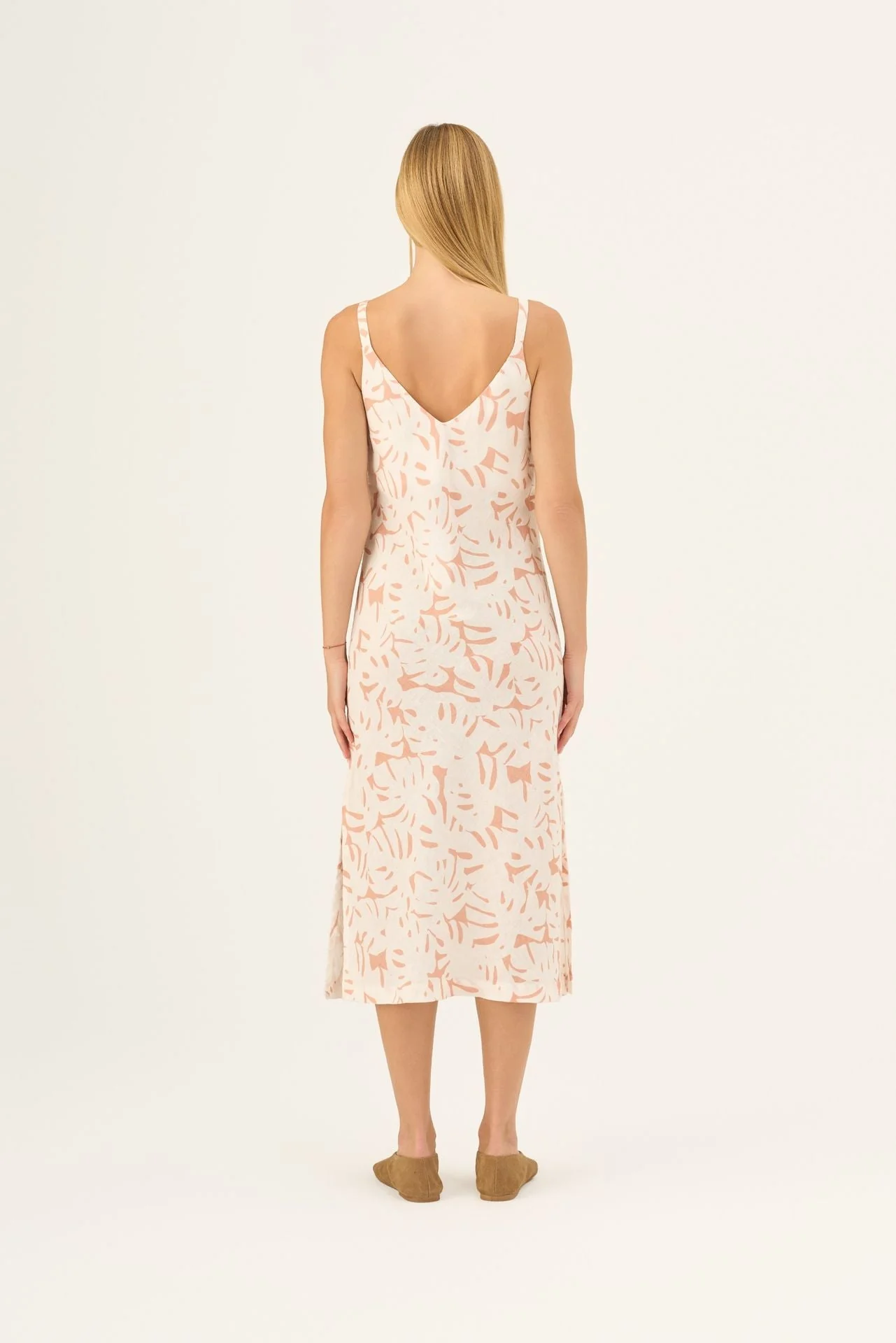 White Monstera Linen Chamomile Dress - Image 3