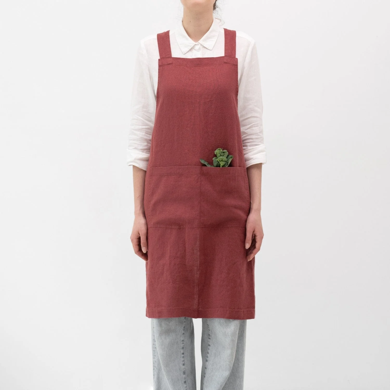Marsala Linen Crossback Apron