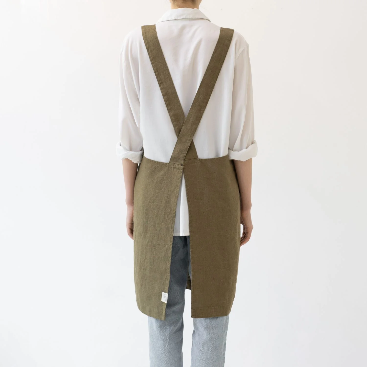Martini Olive Linen Crossback Apron - Image 2