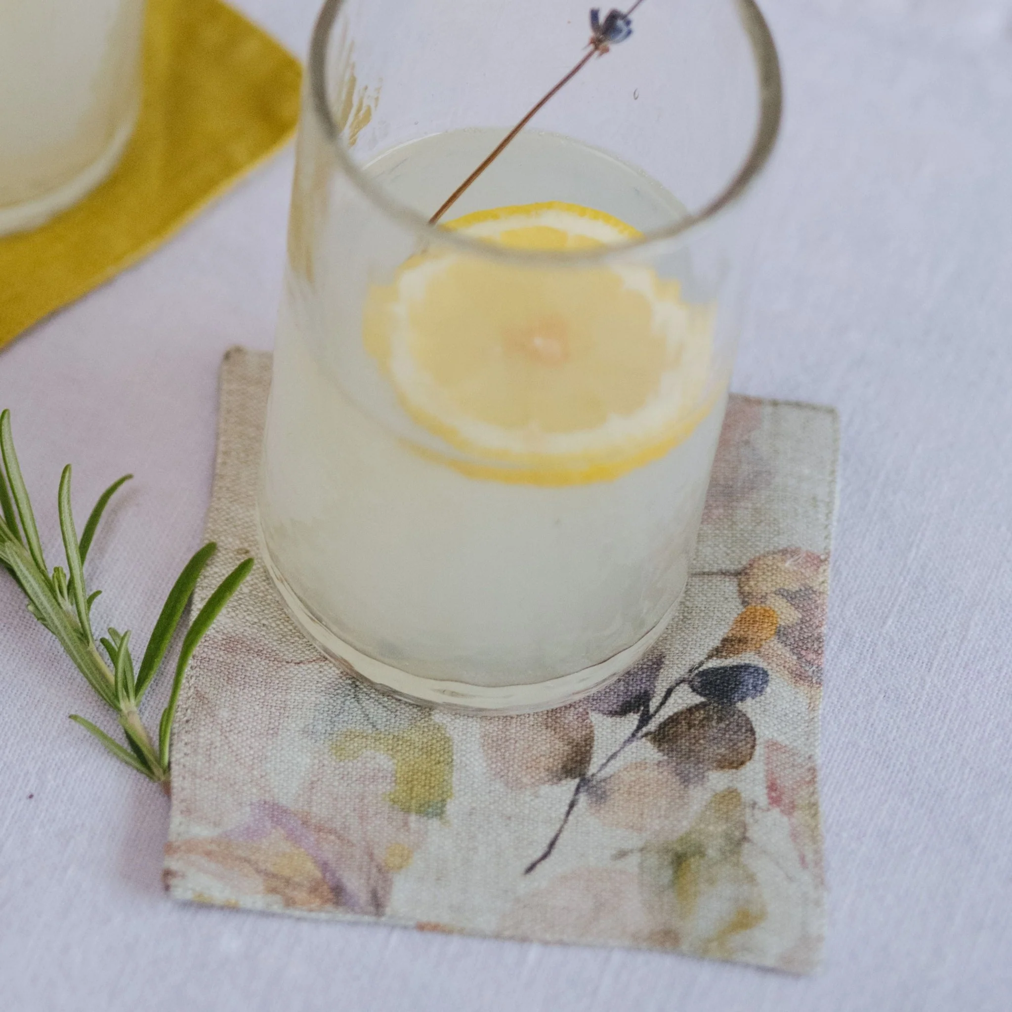 Meadow on Natural Linen Coasters Set of 4 - Image 2