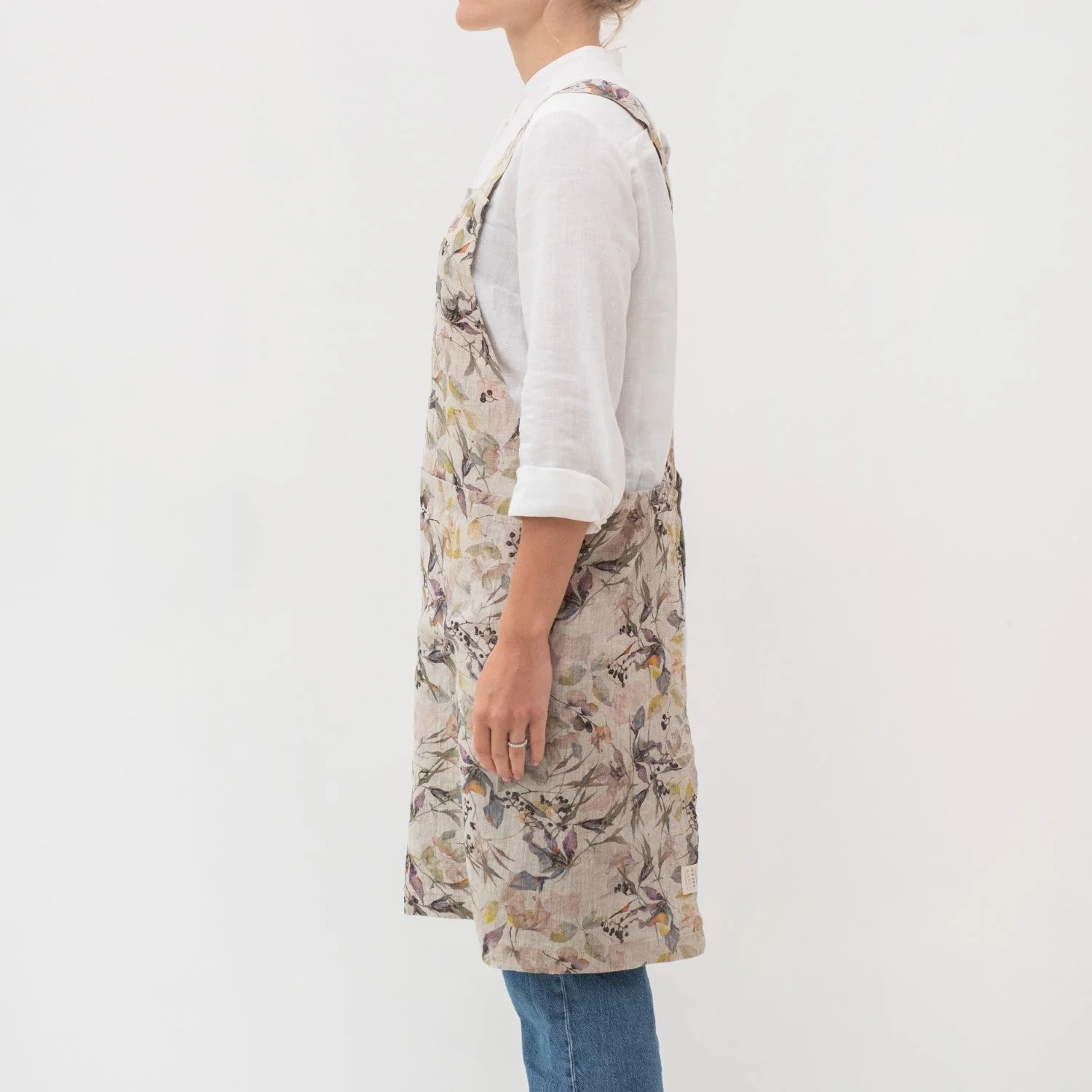 Meadow on Natural Linen Crossback Apron - Image 2