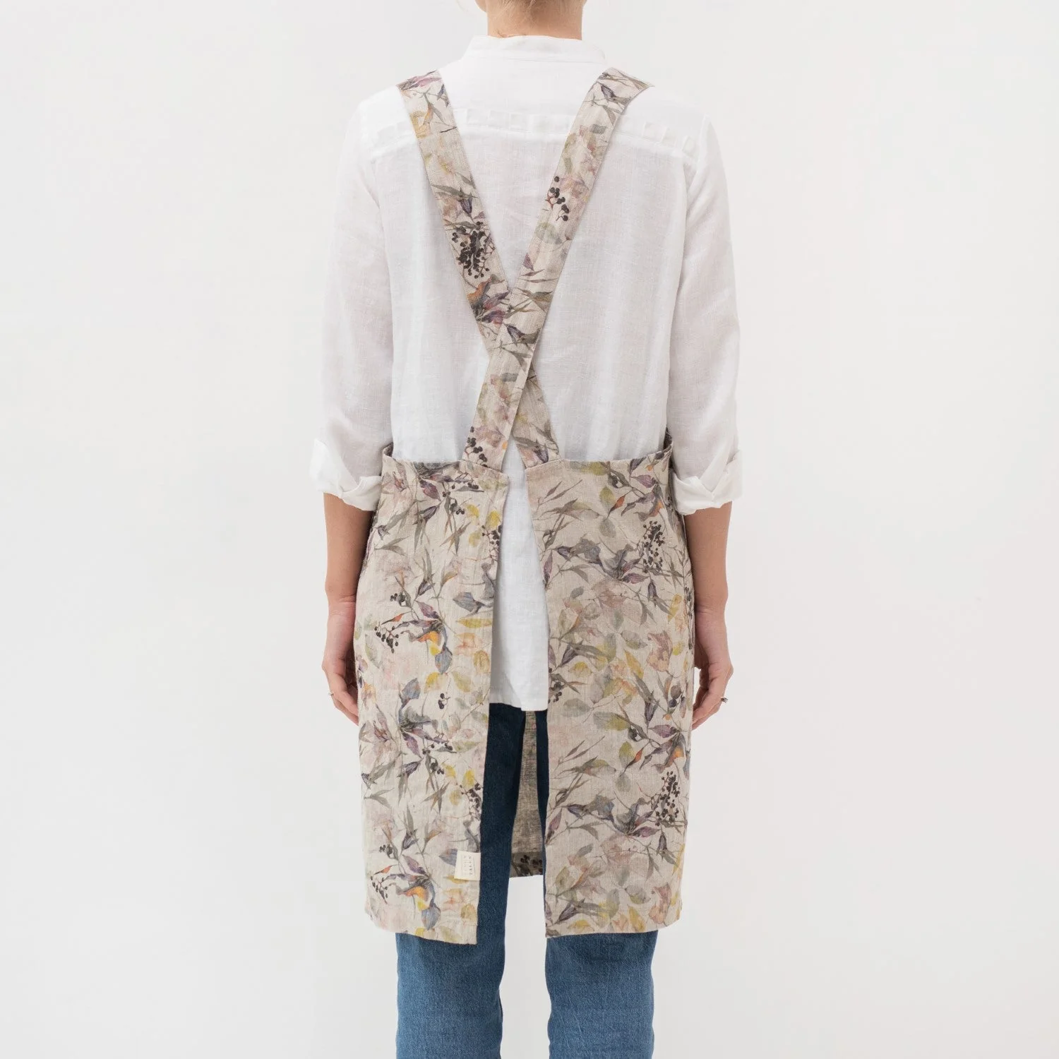 Meadow on Natural Linen Crossback Apron - Image 3