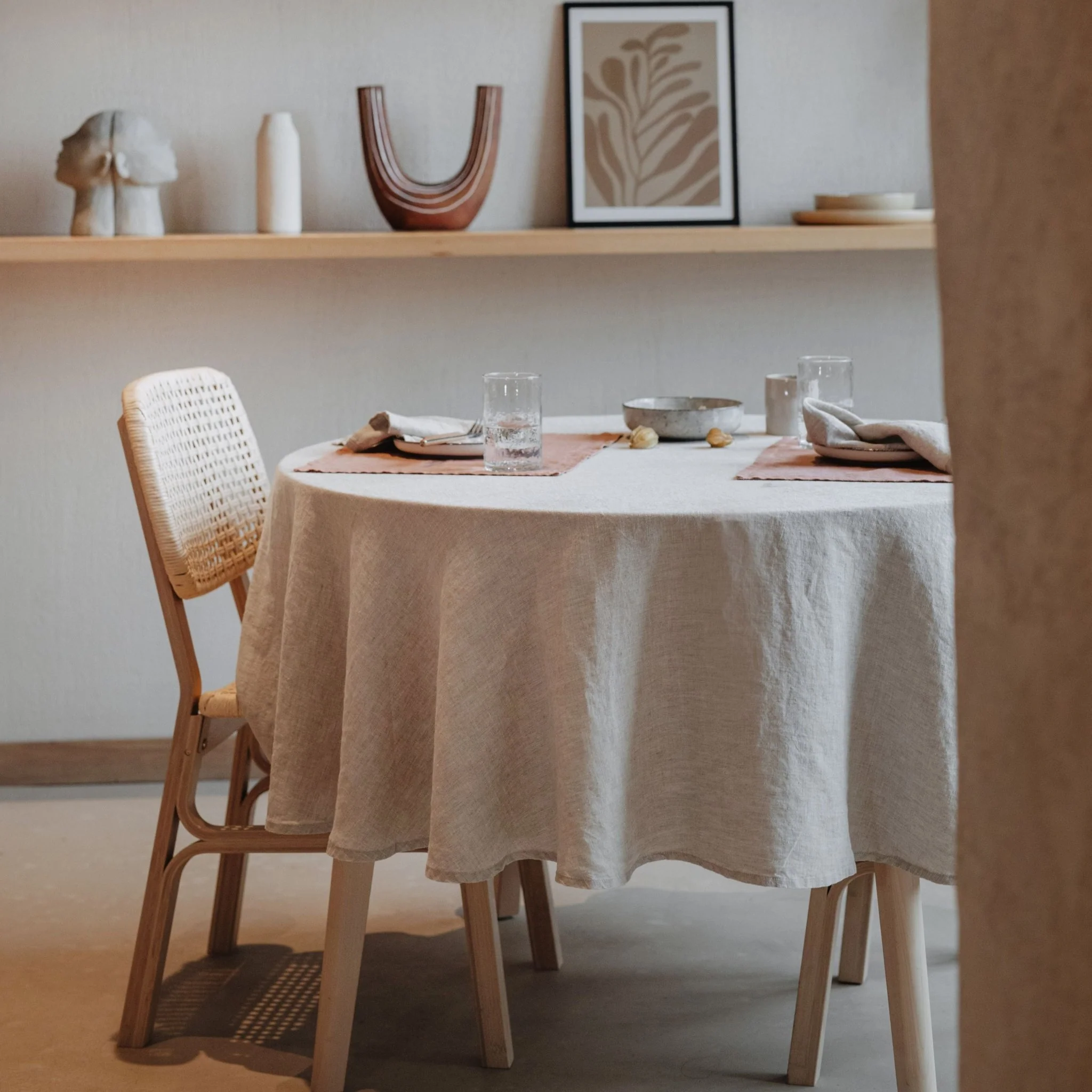 Melange Lightweight Linen Round Tablecloth - Image 2