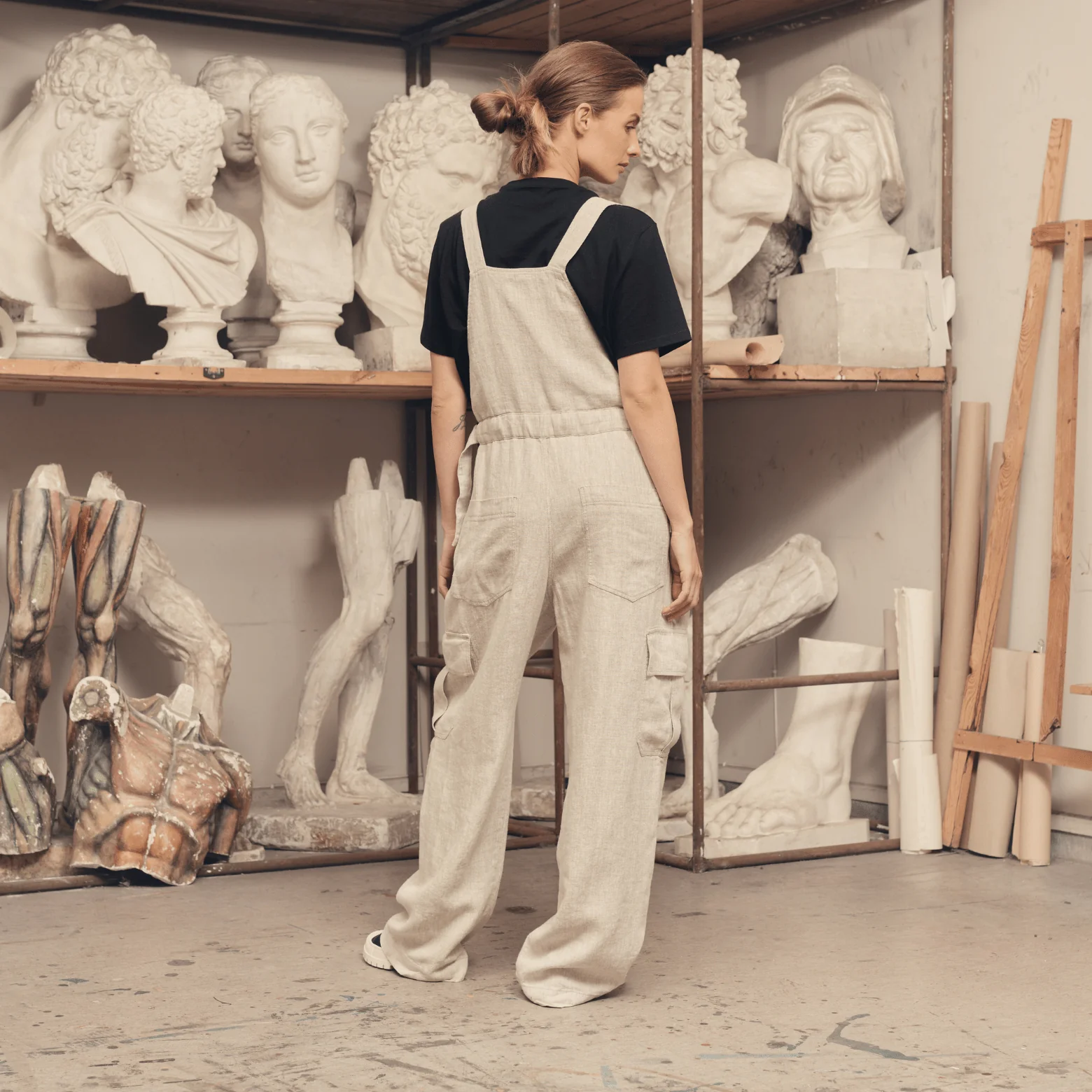 Melange Linen Elm Overalls - Image 3
