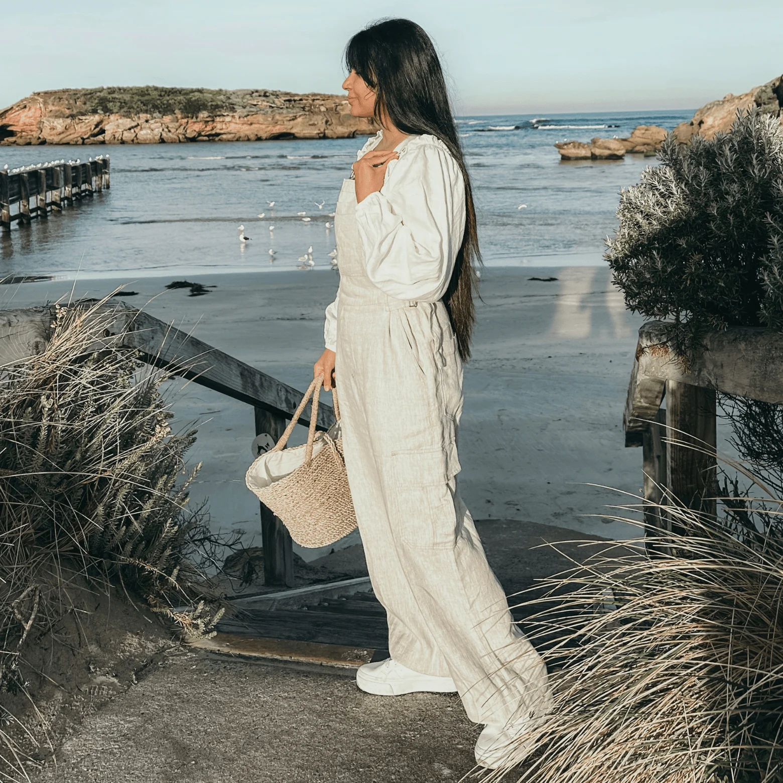 Melange Linen Elm Overalls - Image 6
