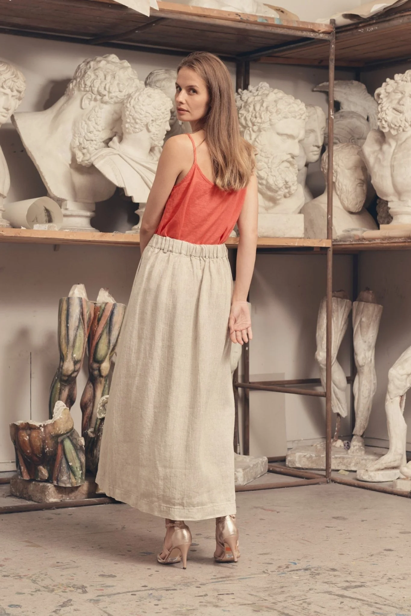 Melange Linen Gardenia Skirt - Image 2