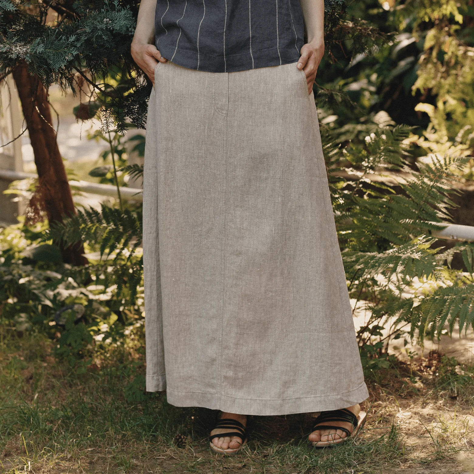 Melange Linen Gardenia Skirt - Image 3