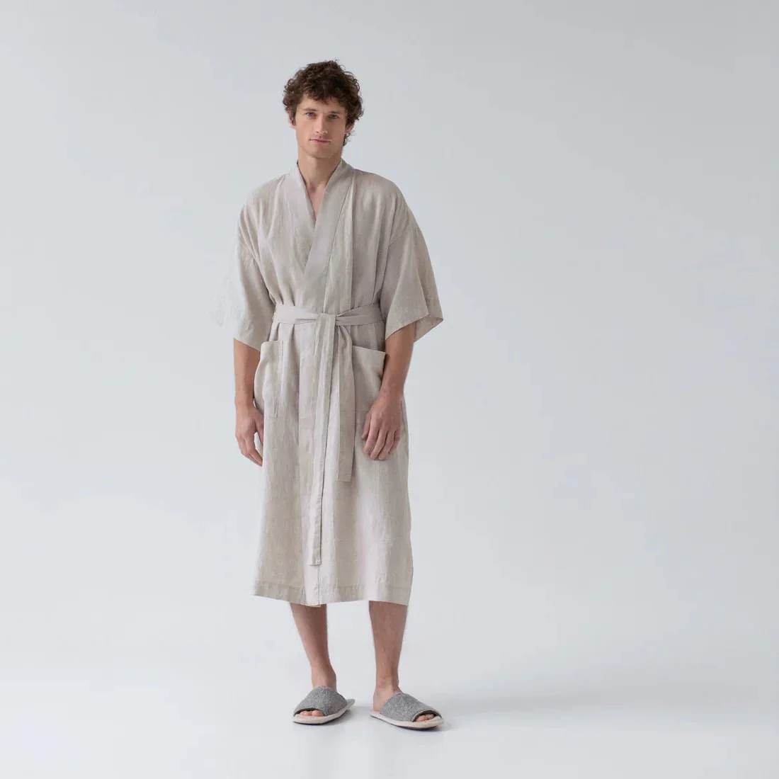 Melange Linen Summer Bathrobe - Image 2