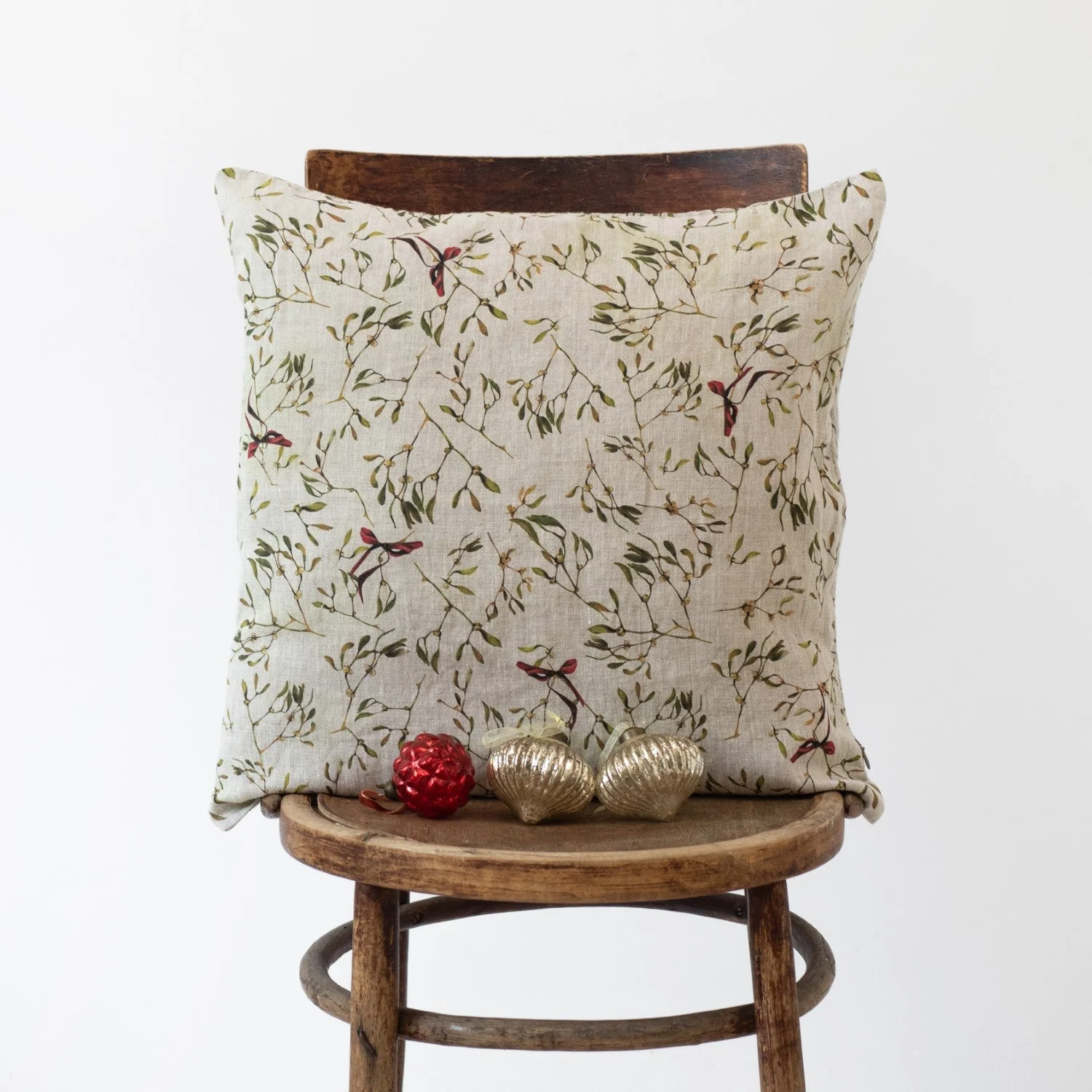 Mistletoe on Light Natural Linen Cushion Cover