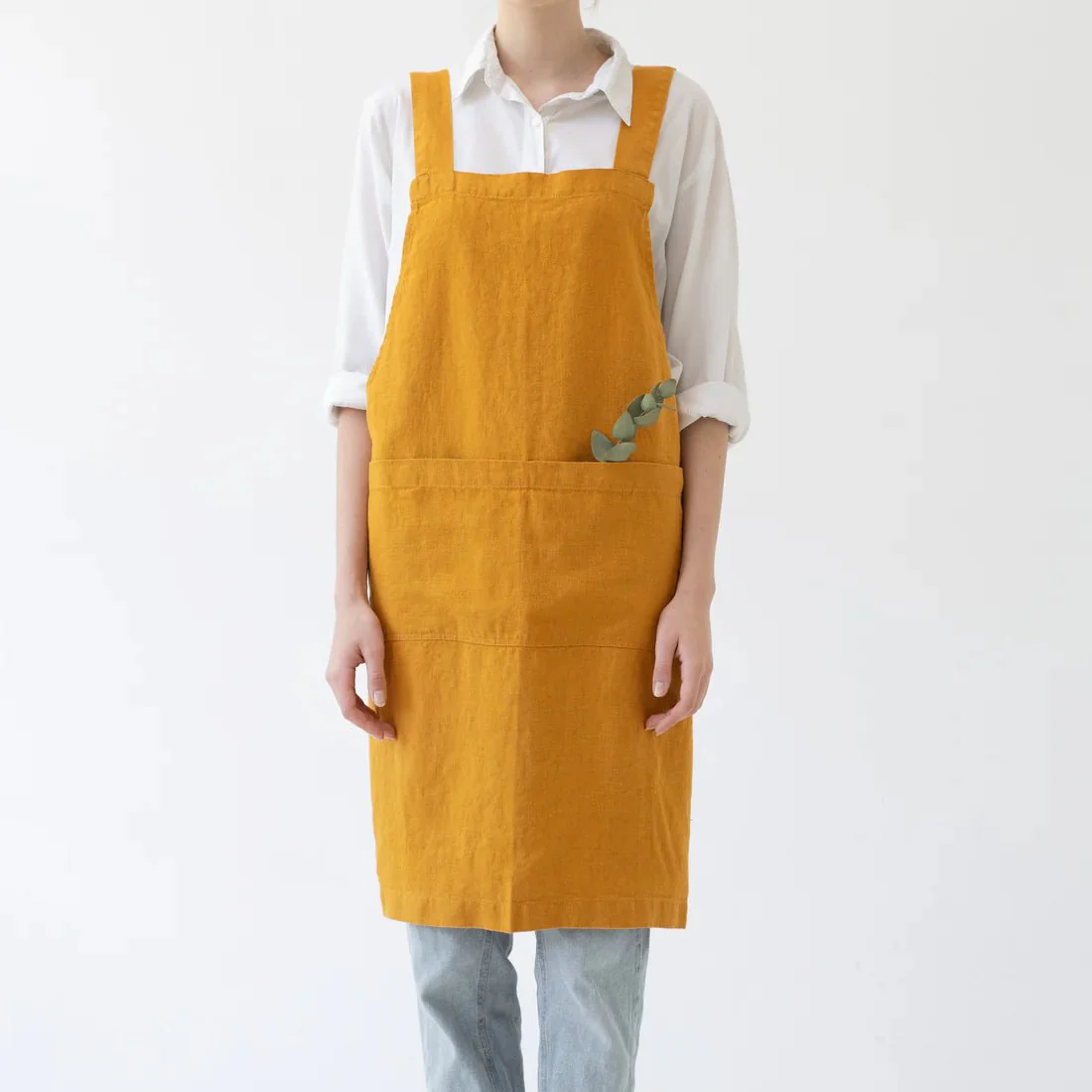 LIMITED EDITION Mustard Linen Crossback Apron