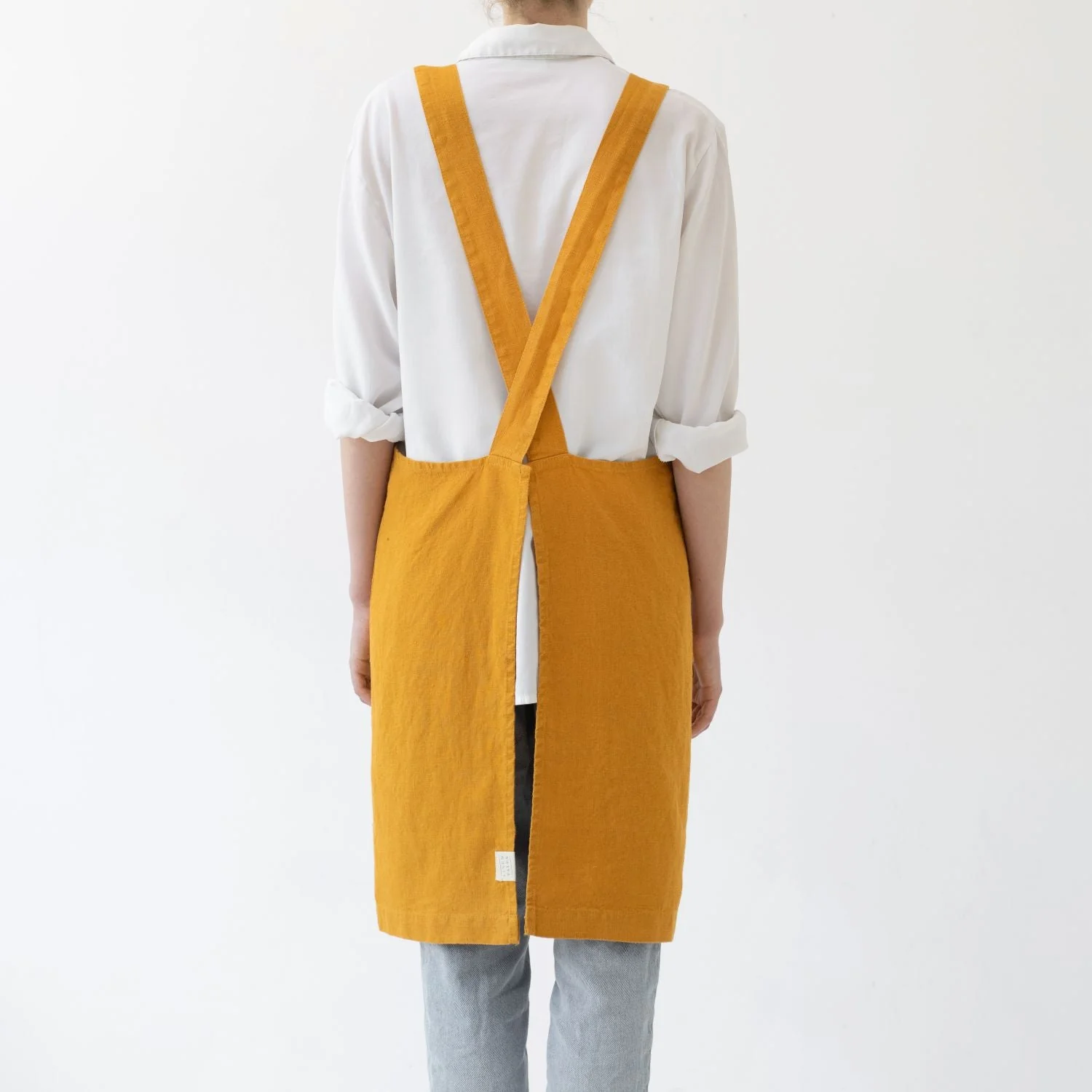 LIMITED EDITION Mustard Linen Crossback Apron - Image 4
