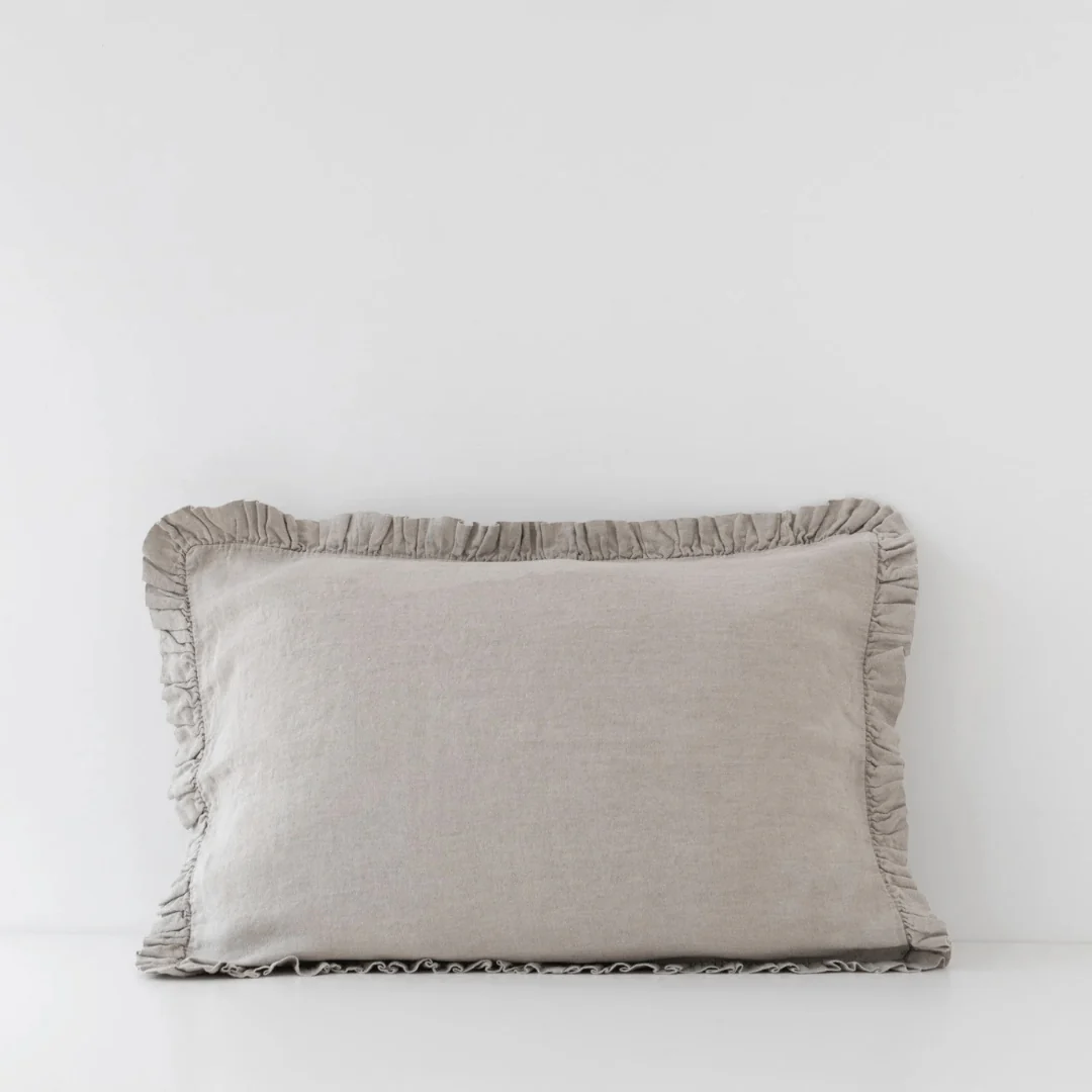 Natural Linen Pillowcase with Frills