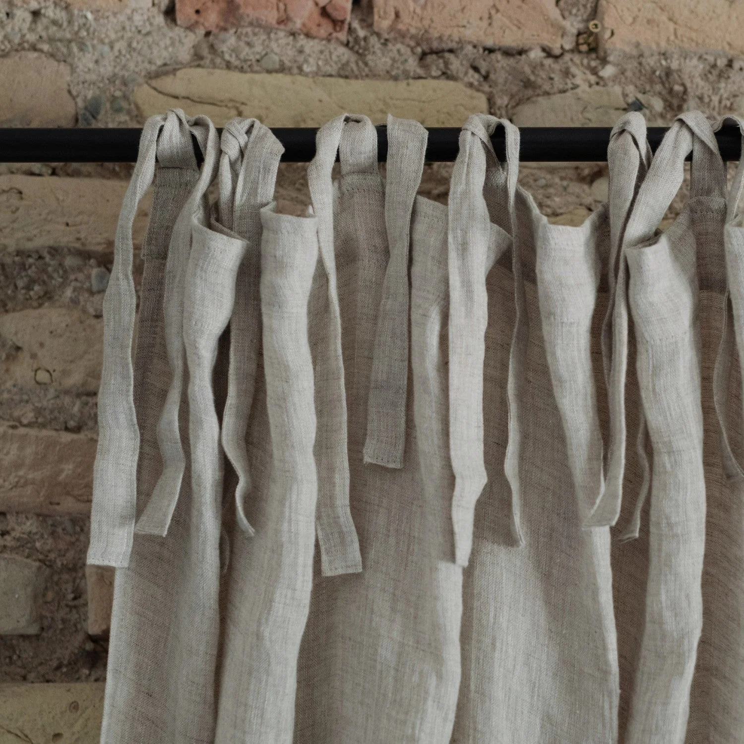 Natural Linen Daytime Tie Top Curtain Set of 2 - Image 3