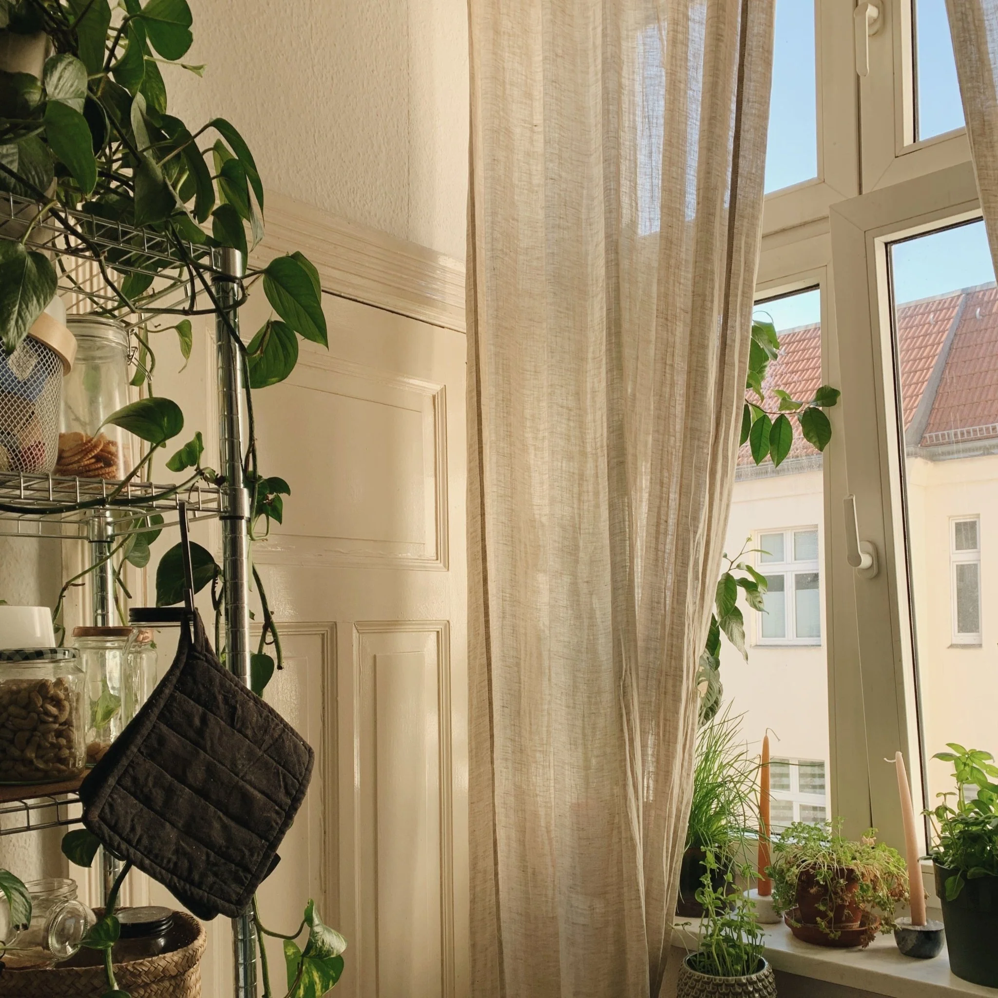 Natural Linen Daytime Tie Top Curtain Set of 2 - Image 8