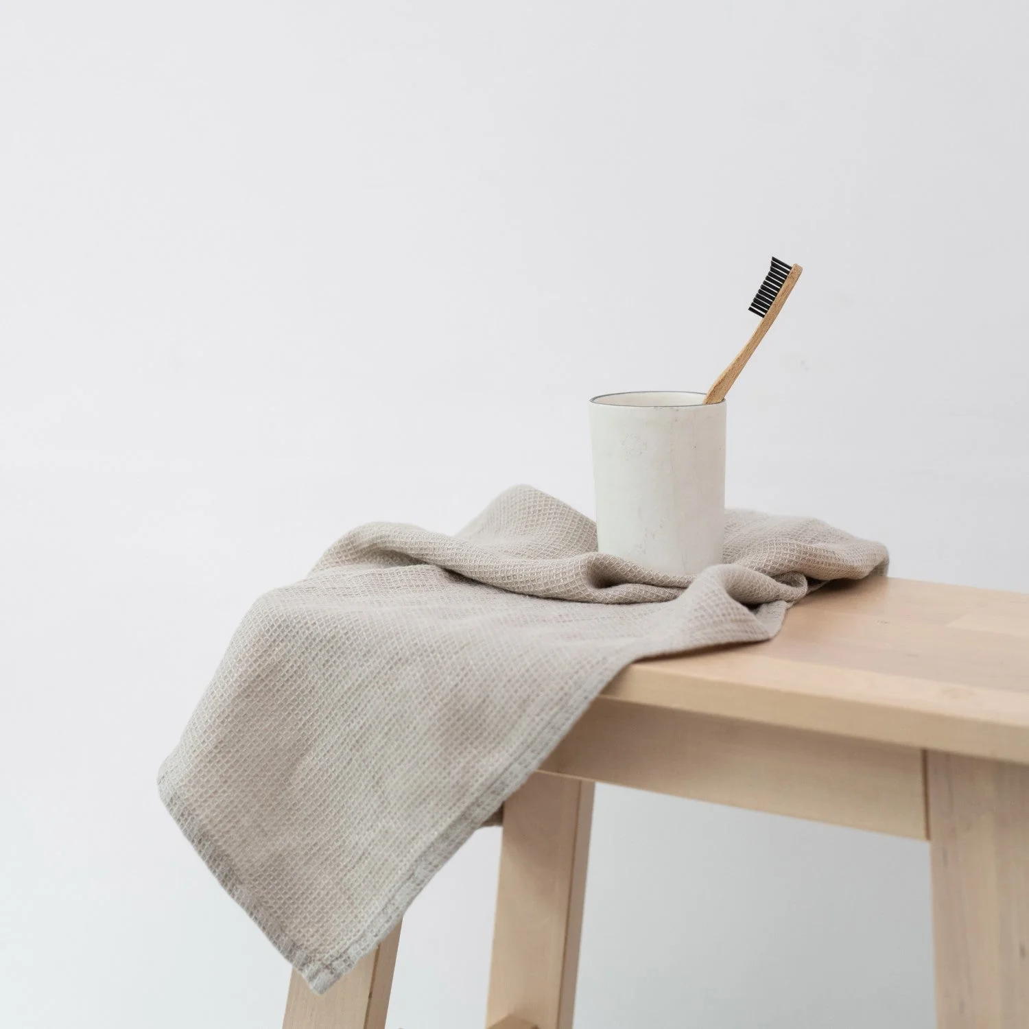 Natural Linen Fine Waffle Towel - Image 3