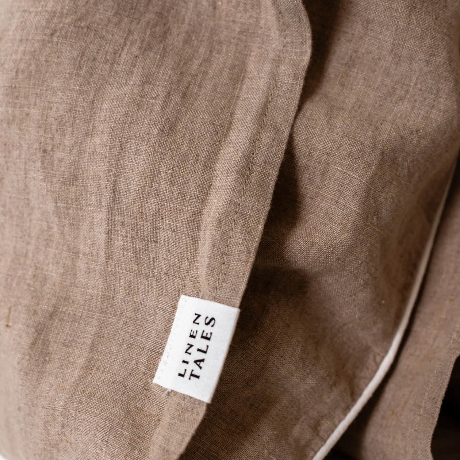 Natural Linen Pillowcase with White Piping Set of 2 - Image 4