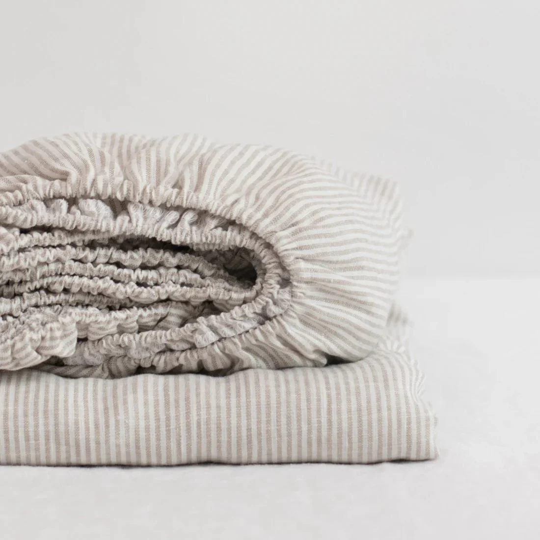 Natural Stripes Linen Fitted Sheet