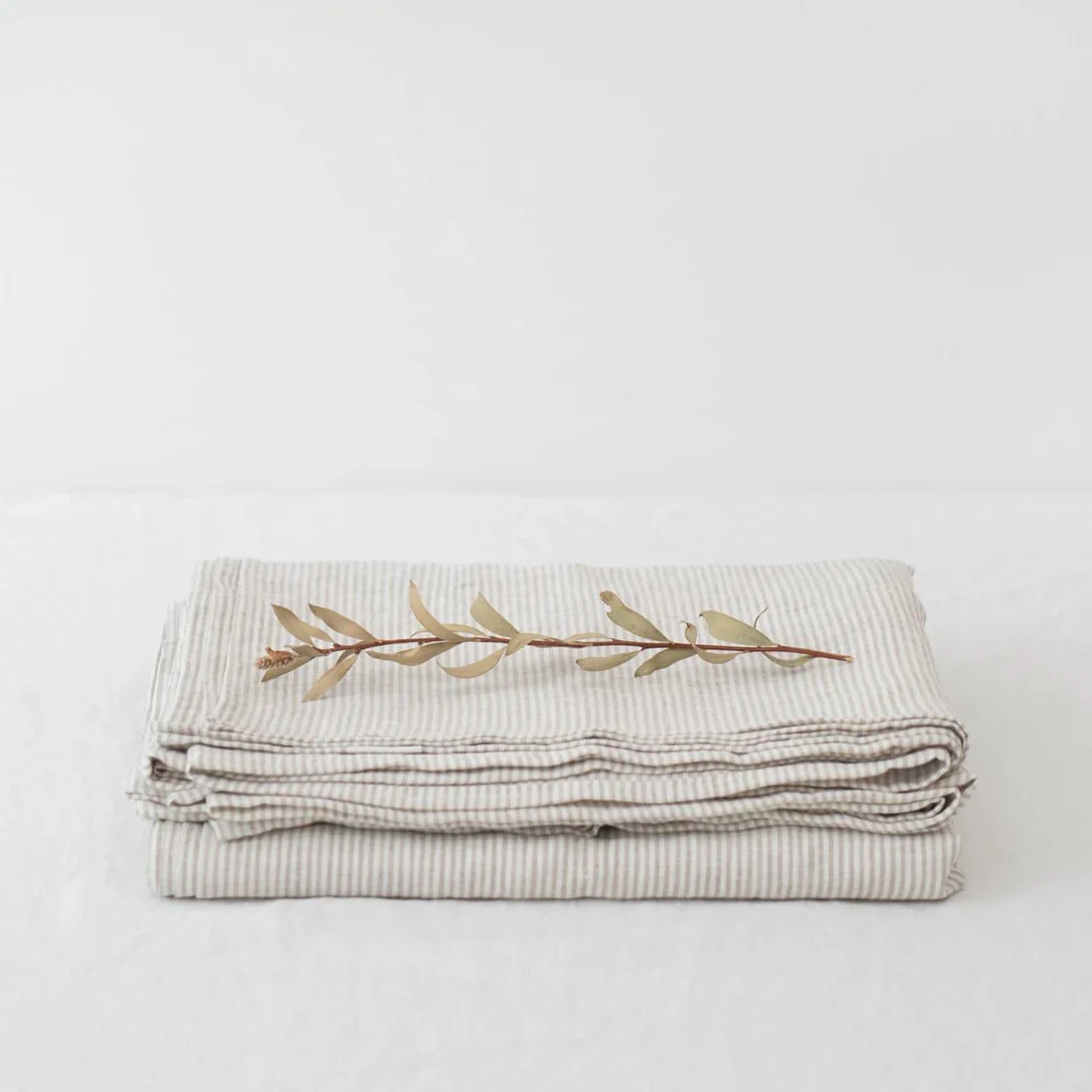 Natural Stripes Linen Flat Sheet