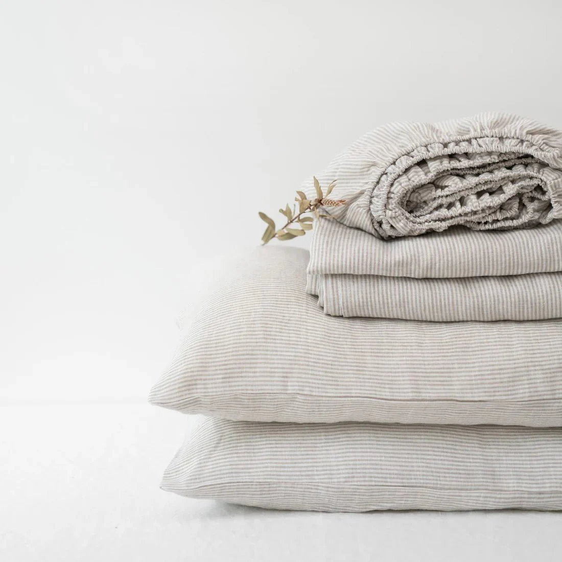 Natural Stripes Linen Sheet Set