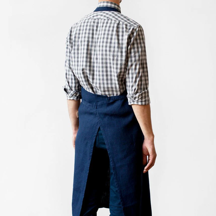 Navy Linen Chef Apron - Image 2