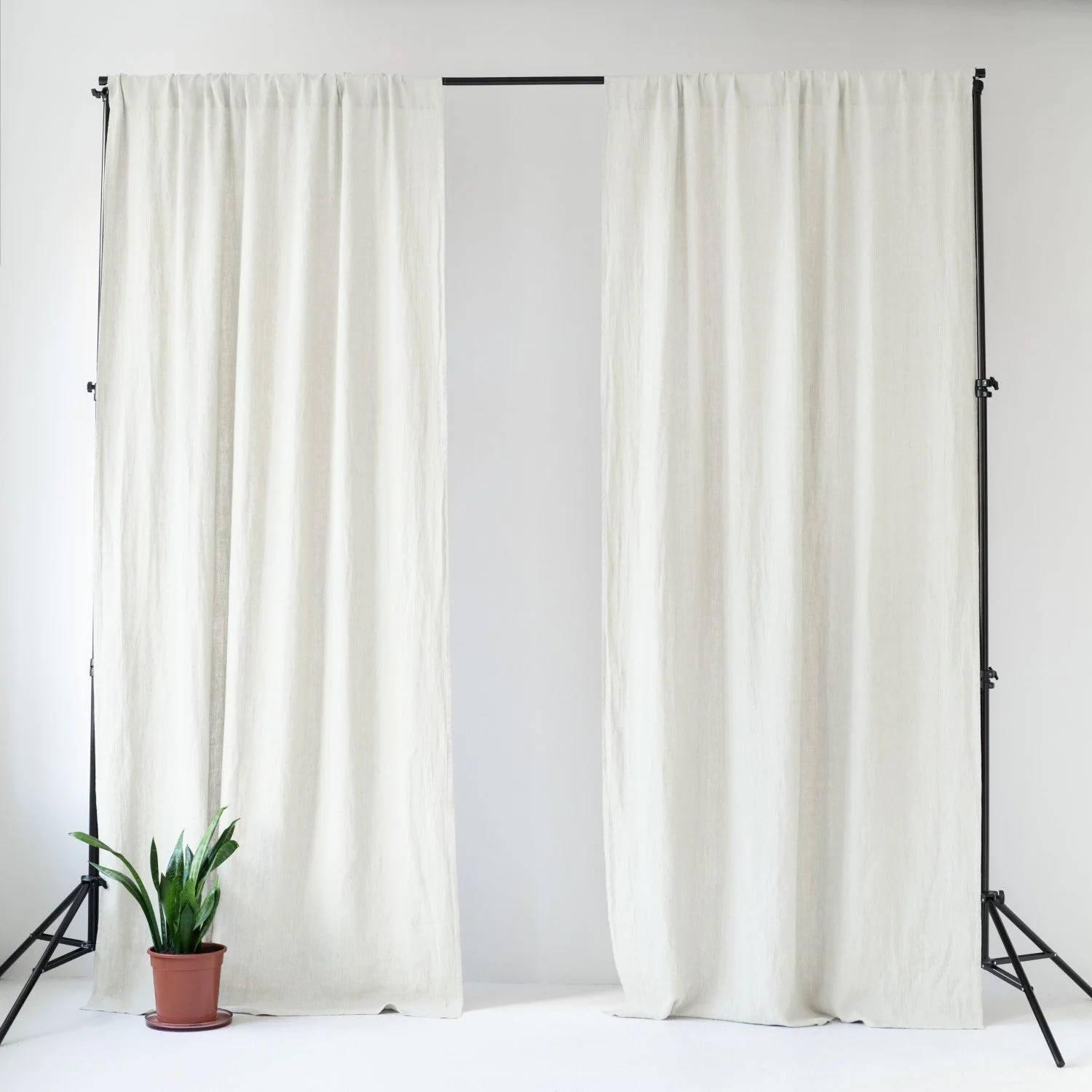 Off-White Linen Night Time Rod Pocket Curtain Set of 2