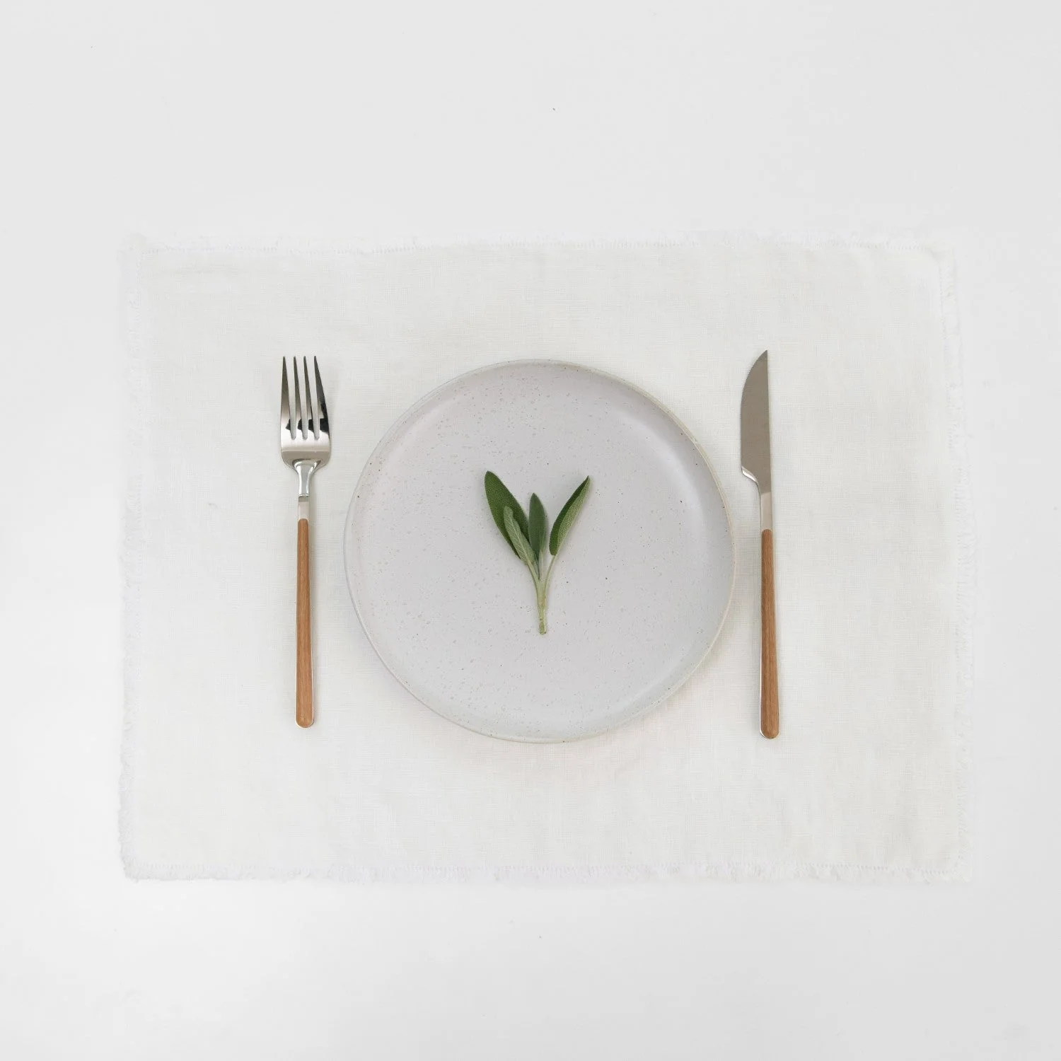 Off-White Linen Placemat with Fringes
