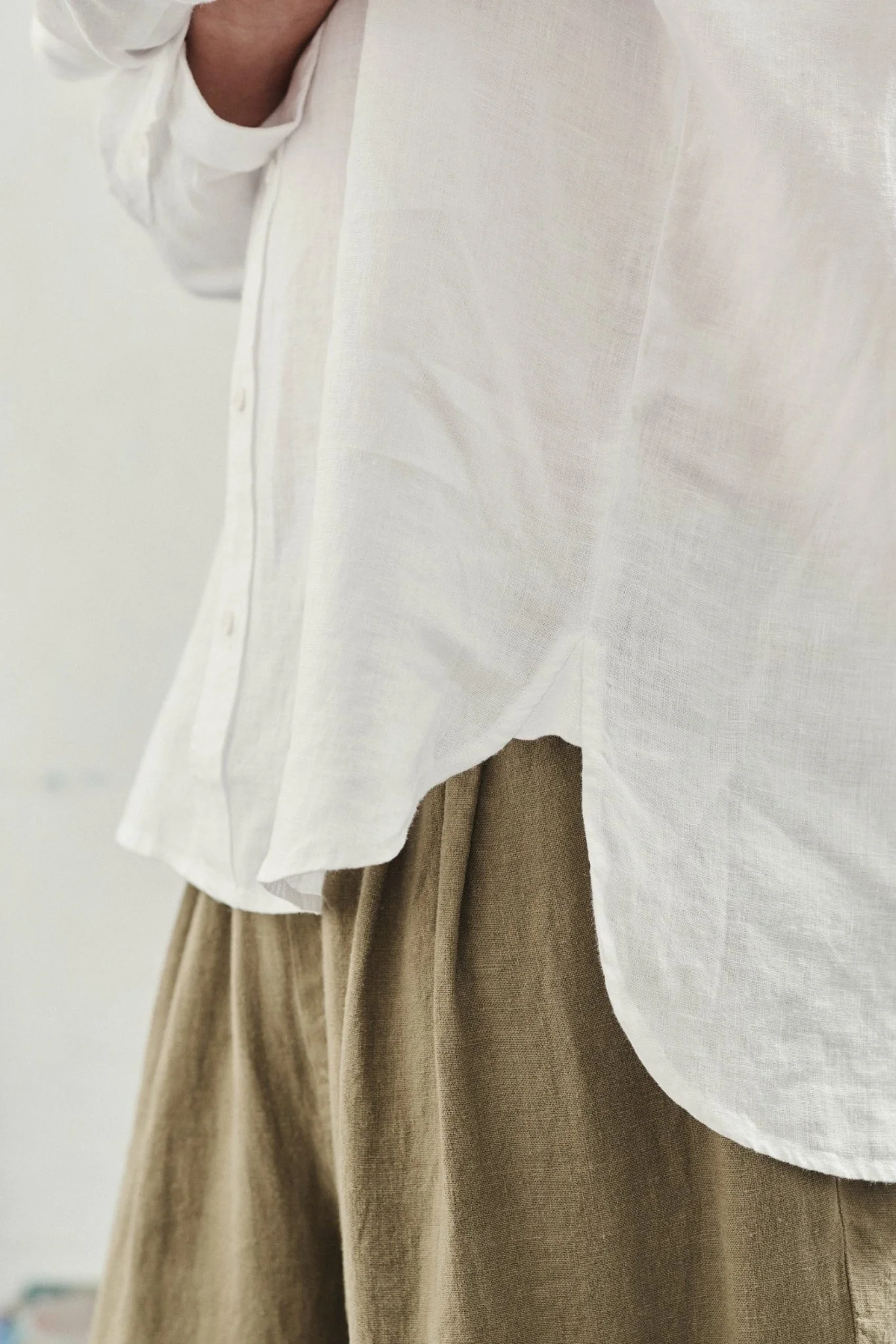 Optical White Linen Larch Shirt - Image 3