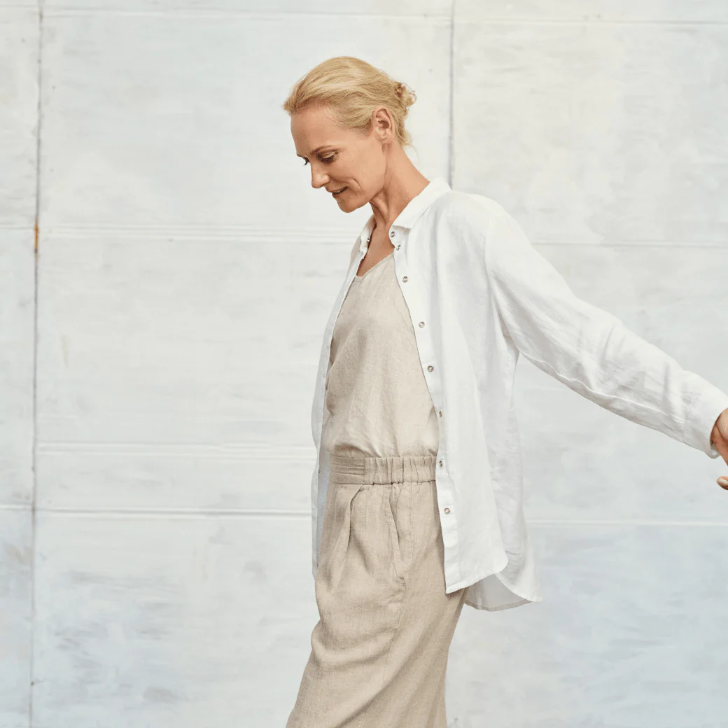 Optical White Linen Azalea Shirt - Image 3