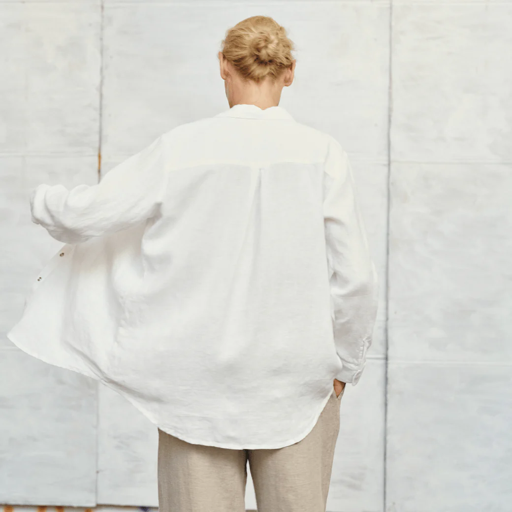 Optical White Linen Azalea Shirt - Image 4