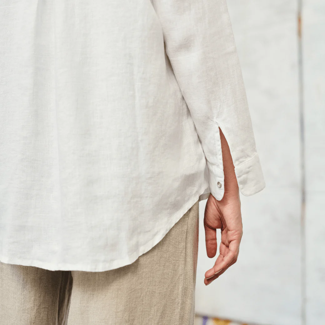 Optical White Linen Azalea Shirt - Image 5
