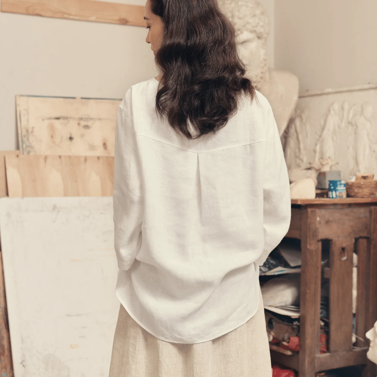 Optical White Linen Bilberry Top - Image 3