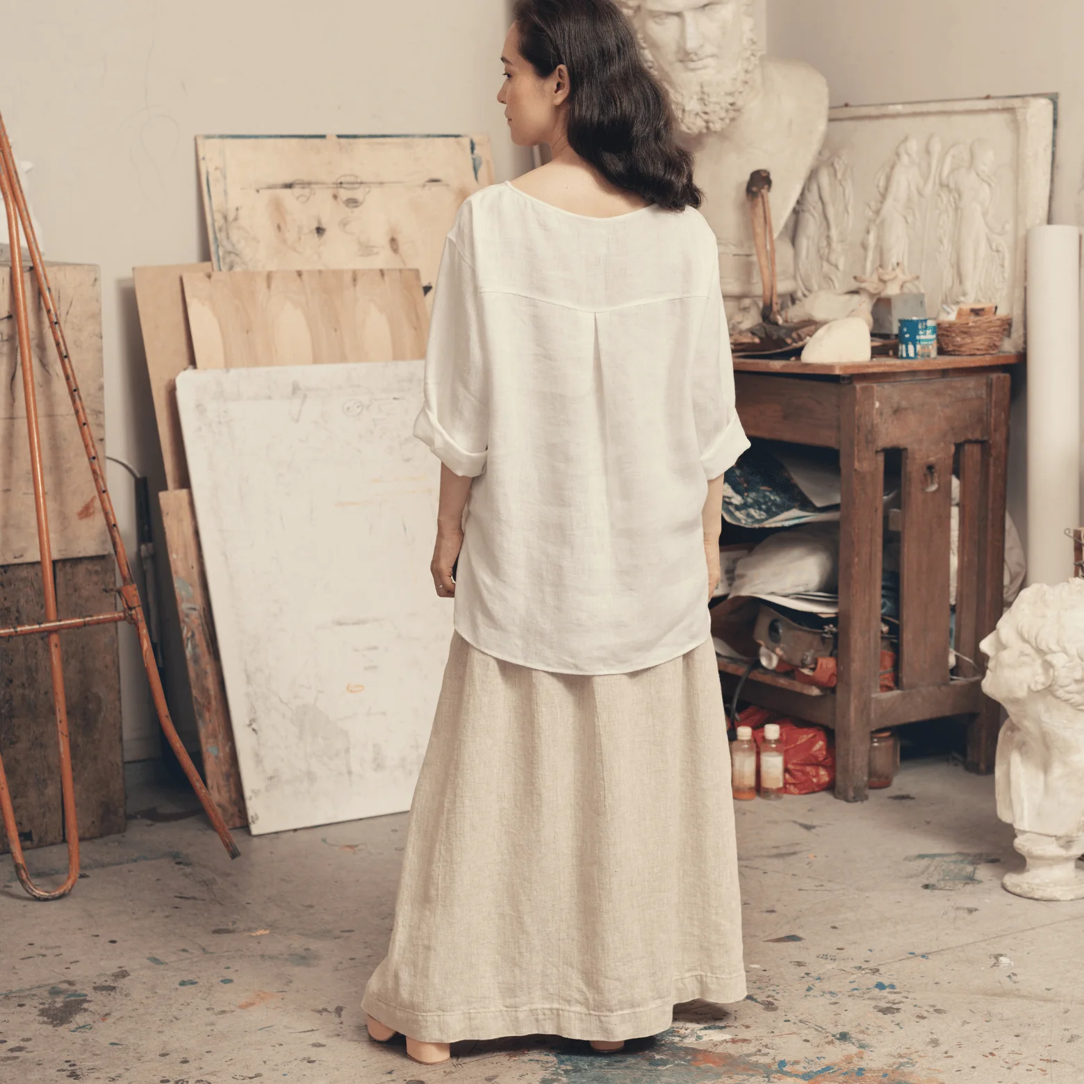 Optical White Linen Bilberry Top - Image 4